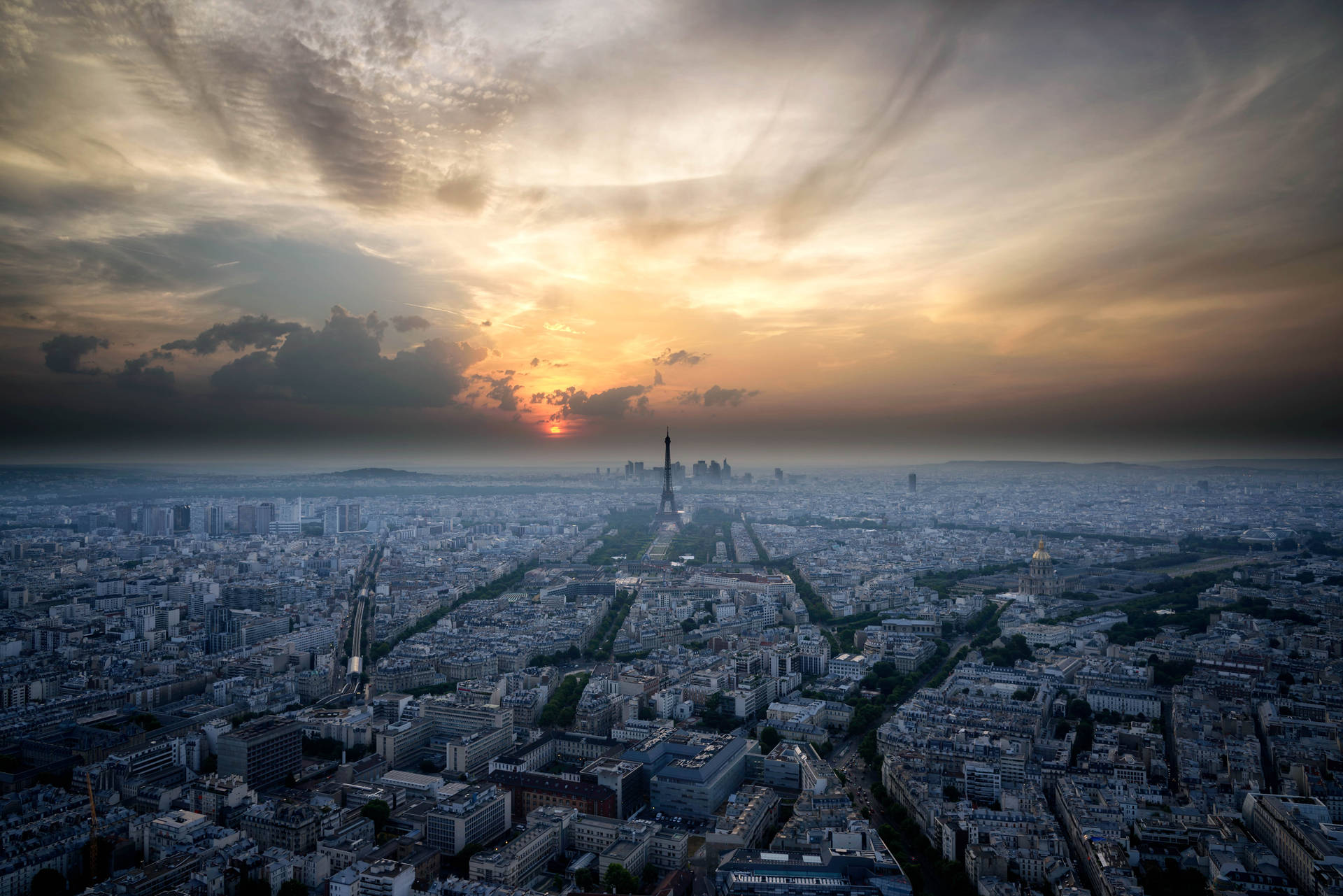 Aerial View Paris At Sunrise