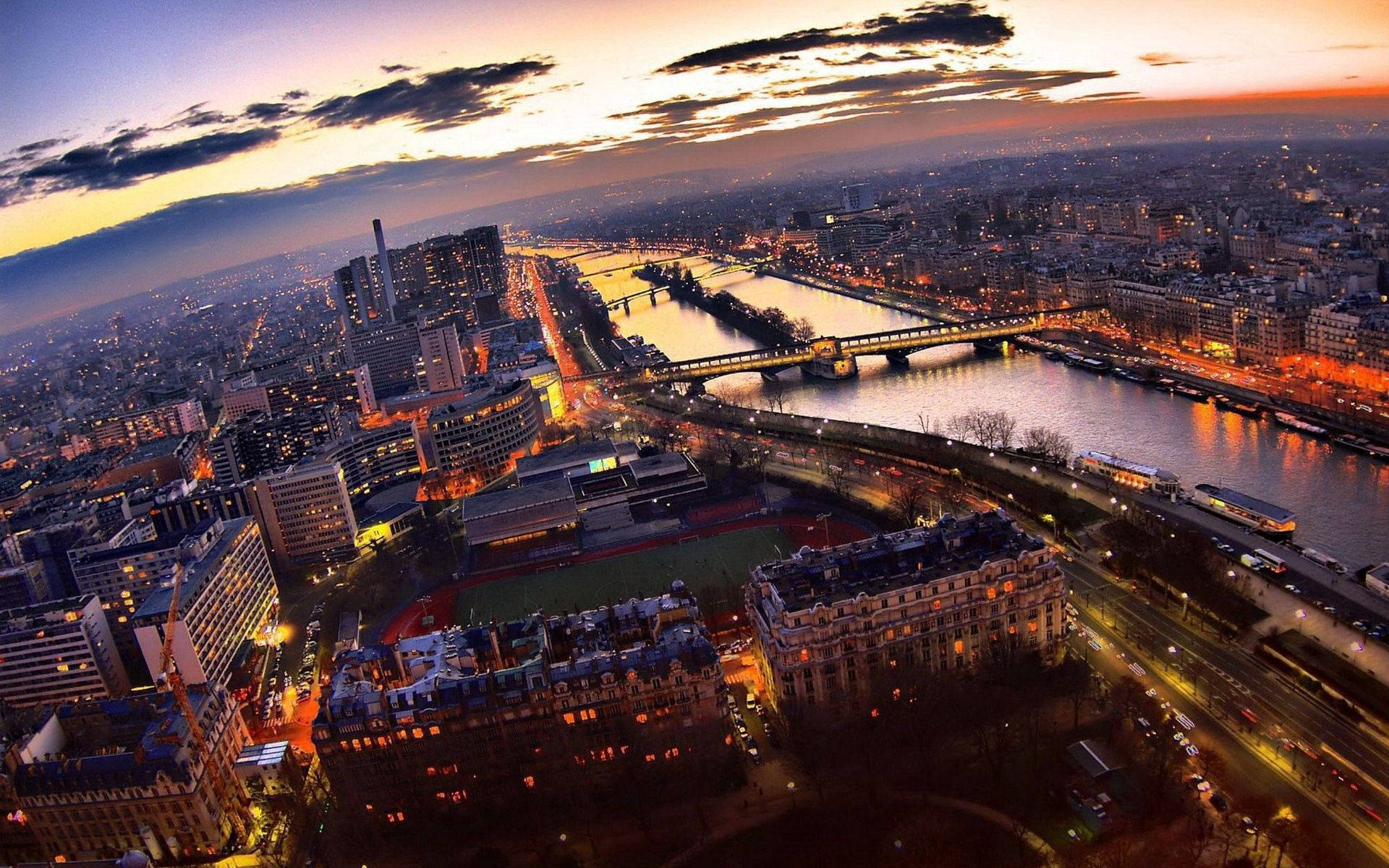 Aerial View of Paris Seine River Wallpaper