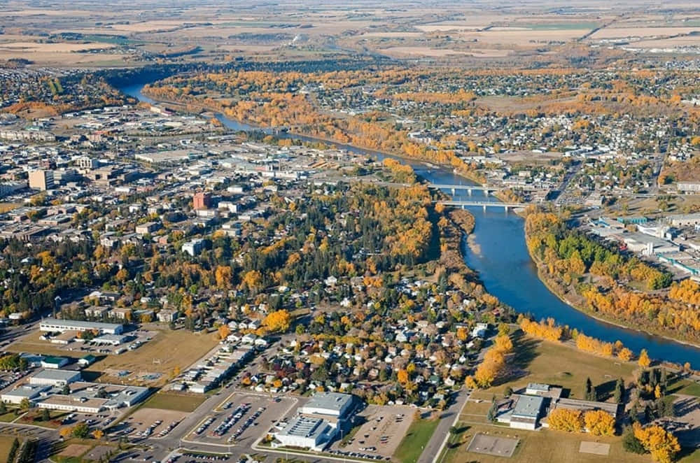 Aerial View Red Deer Alberta Canada Wallpaper