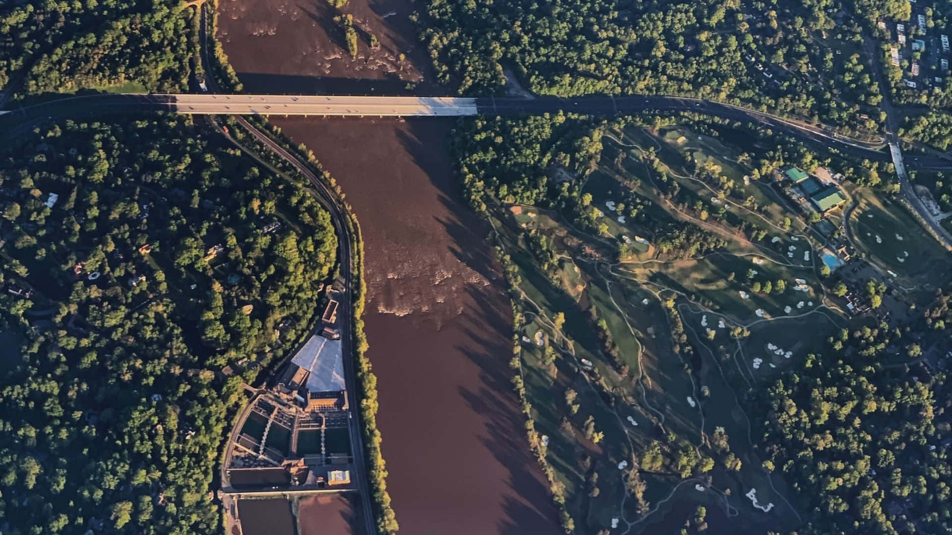 Aerial View Richmond Riverand Bridge Wallpaper