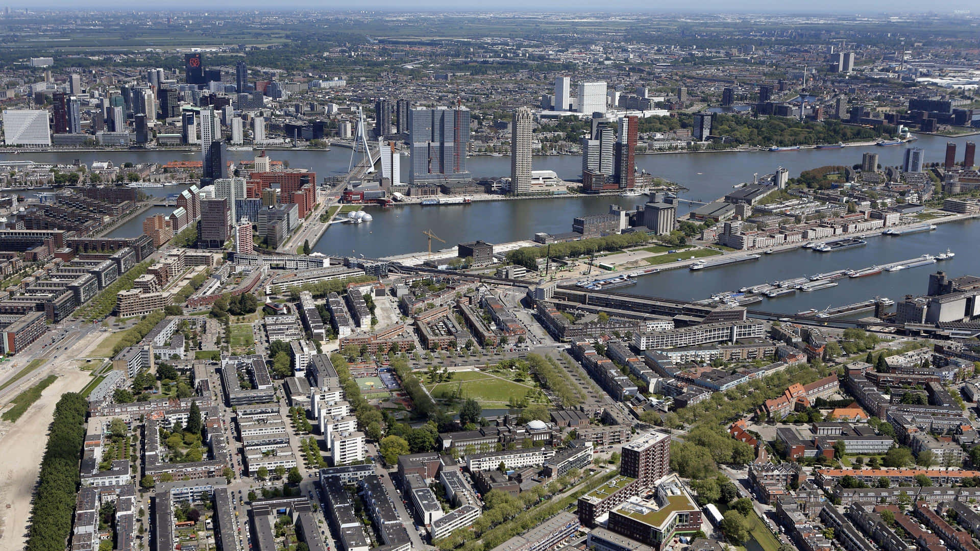 Luftfoto Rotterdam Skyline Bakgrunnsbildet