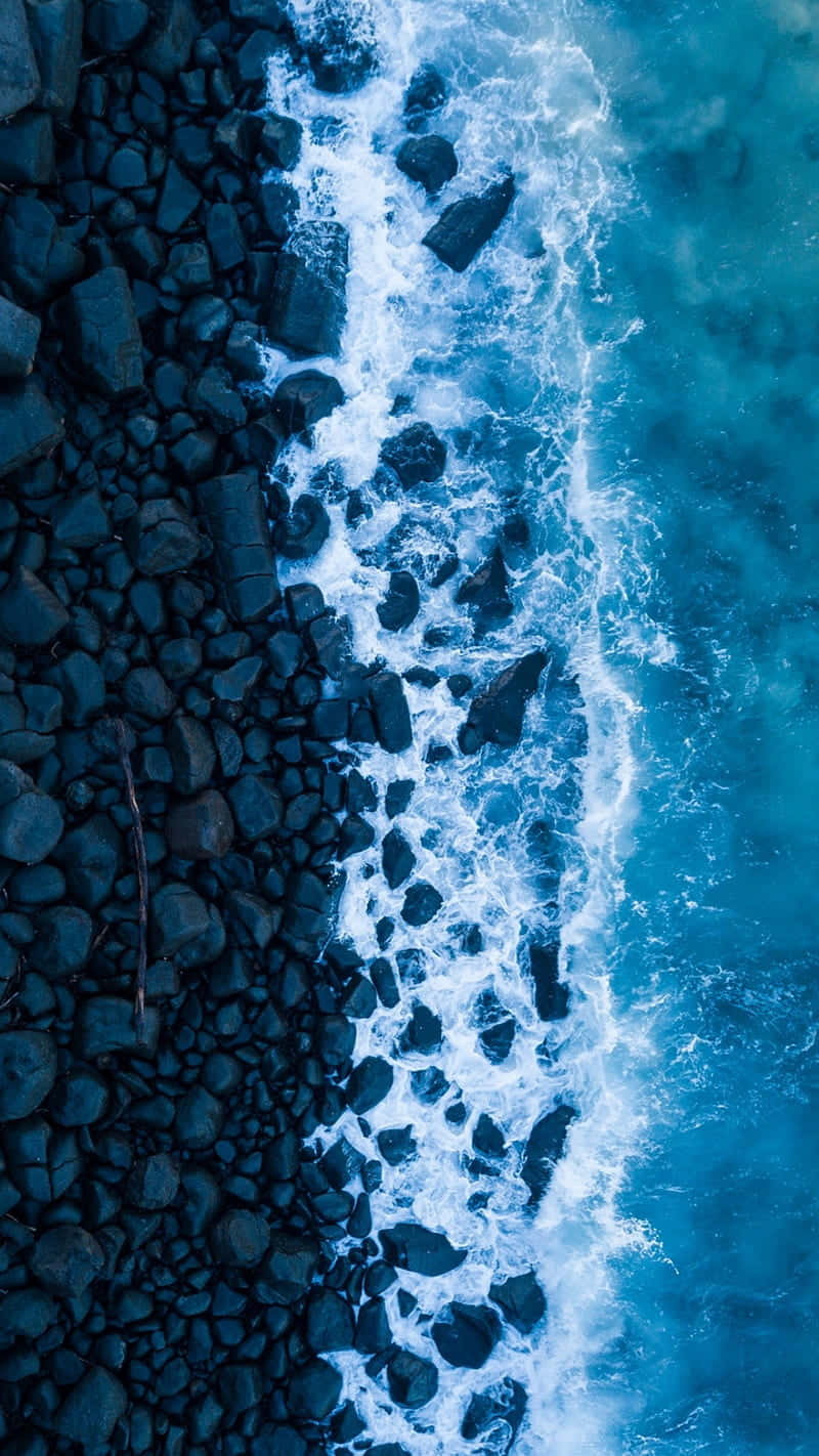 Aerial View Seafoam Rocks Pattern Wallpaper