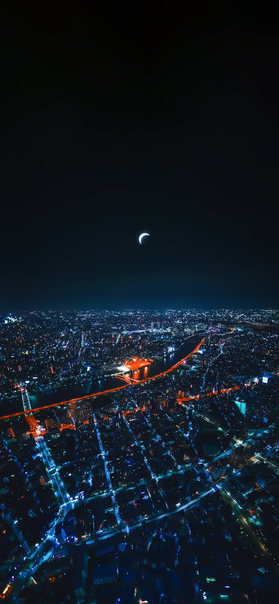 Aerial View Skytree In Tokyo City At Night Picture