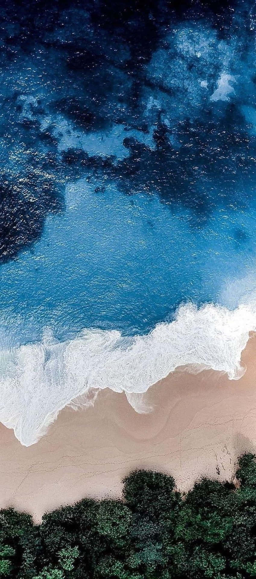 Aerial View Summer Beach Waves Wallpaper
