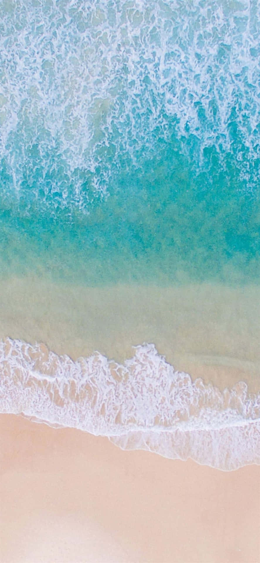 Aerial View Tropical Beach Waves Wallpaper