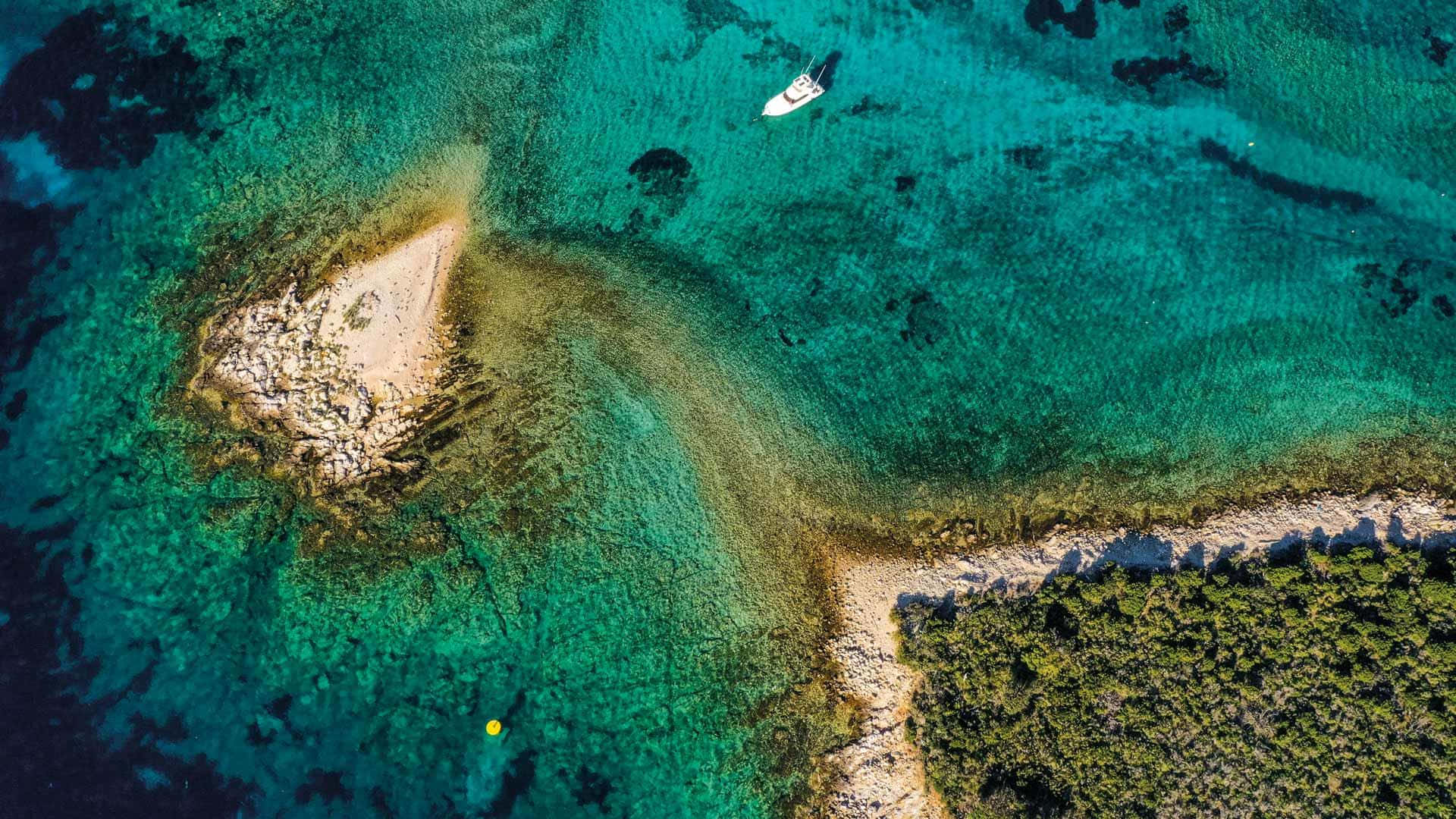 Aerial View Tropical Island Sandbar Wallpaper