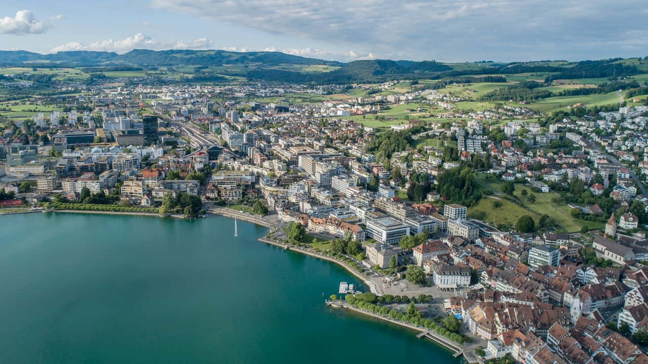 Aerial View Zug Switzerland Wallpaper