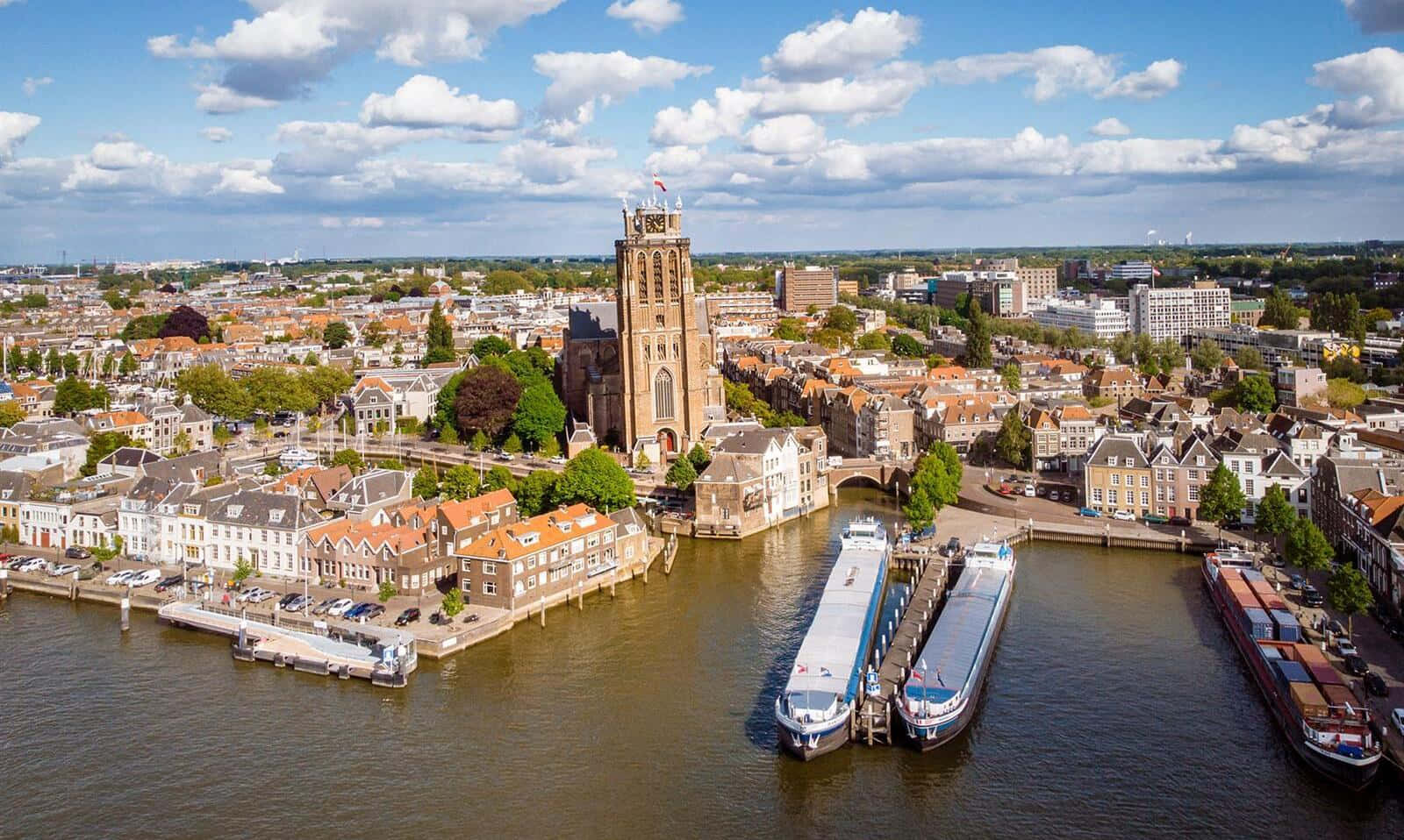 Aerial Viewof Dordrechtwith Grote Kerk Wallpaper