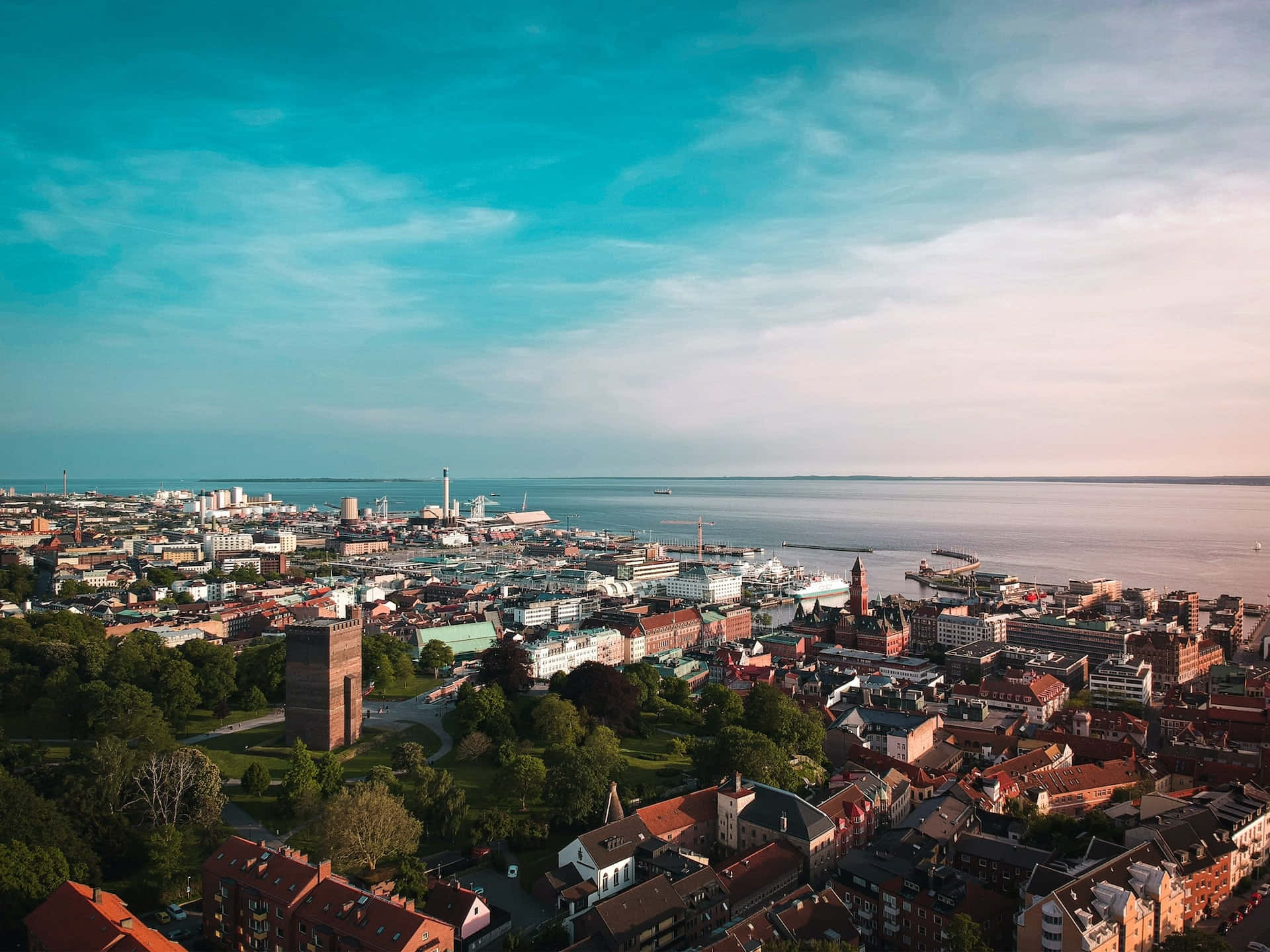 Aerial Viewof Helsingborg Sweden Wallpaper