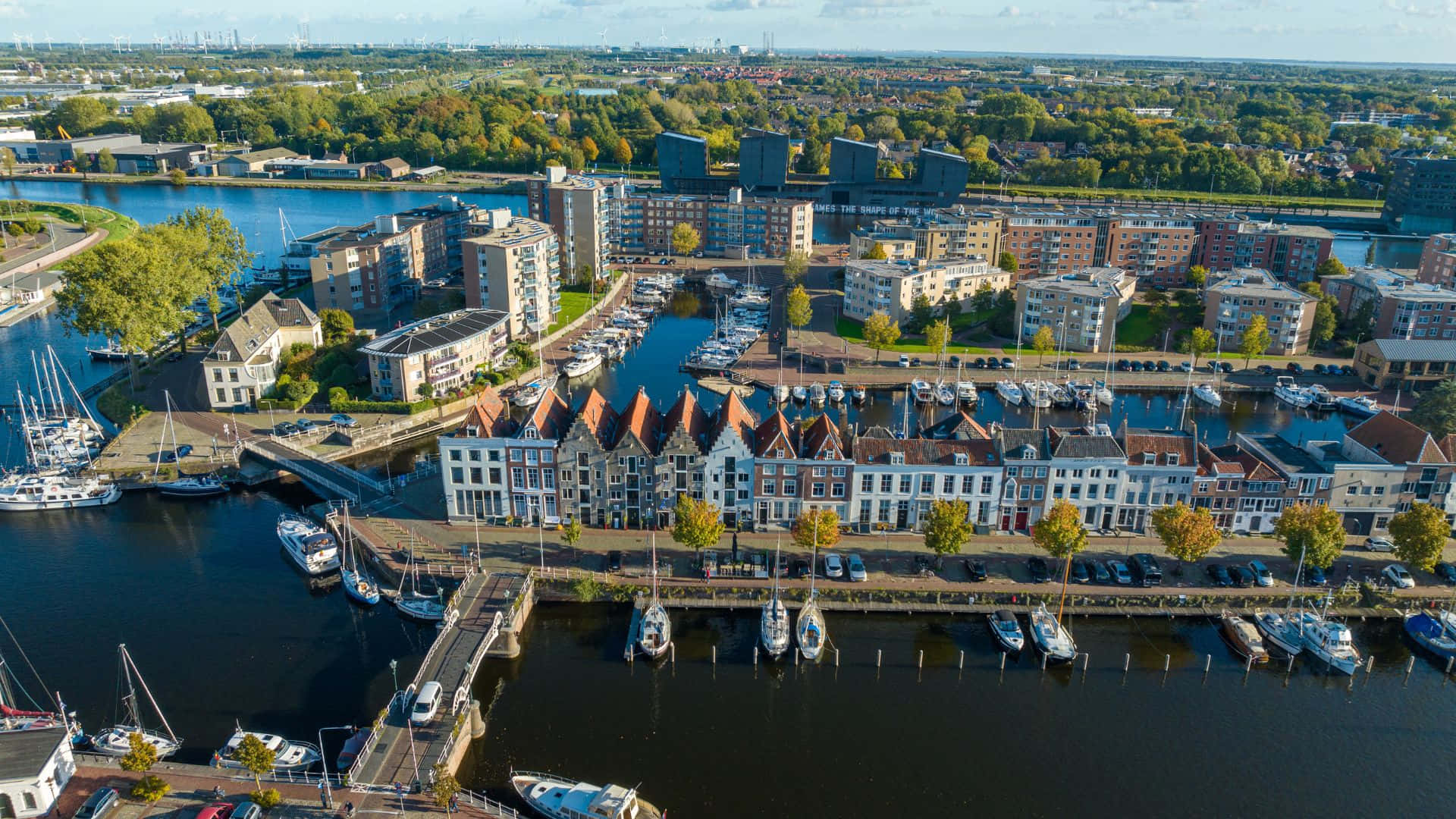 Aerial Viewof Middelburg Marina Netherlands Wallpaper