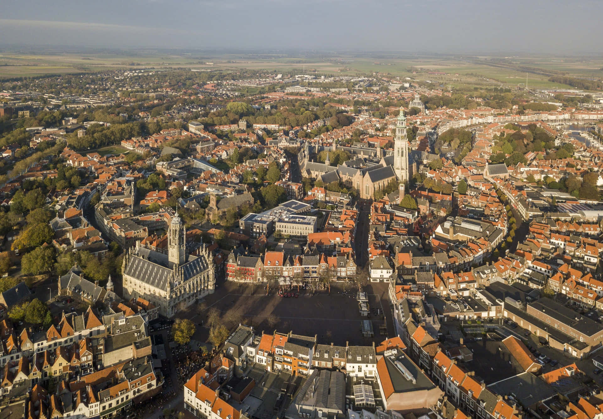 Vue Aérienne De Middelburg Aux Pays-bas Fond d'écran