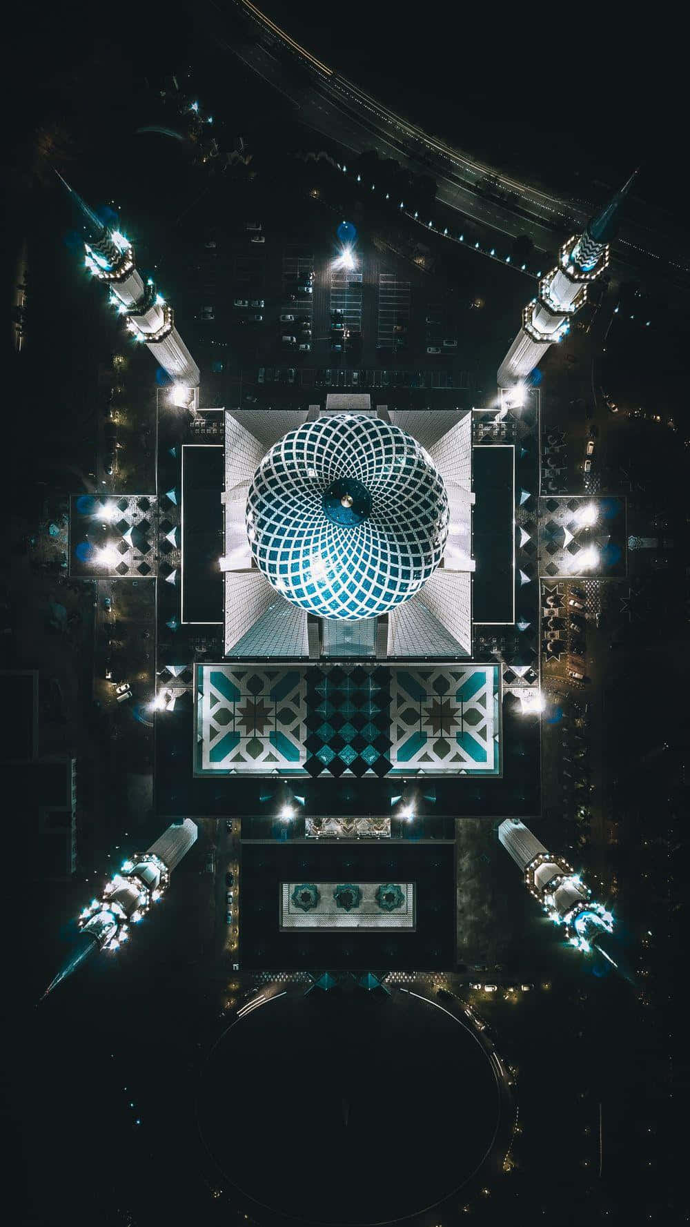 Aerial Viewof Mosqueat Night Wallpaper
