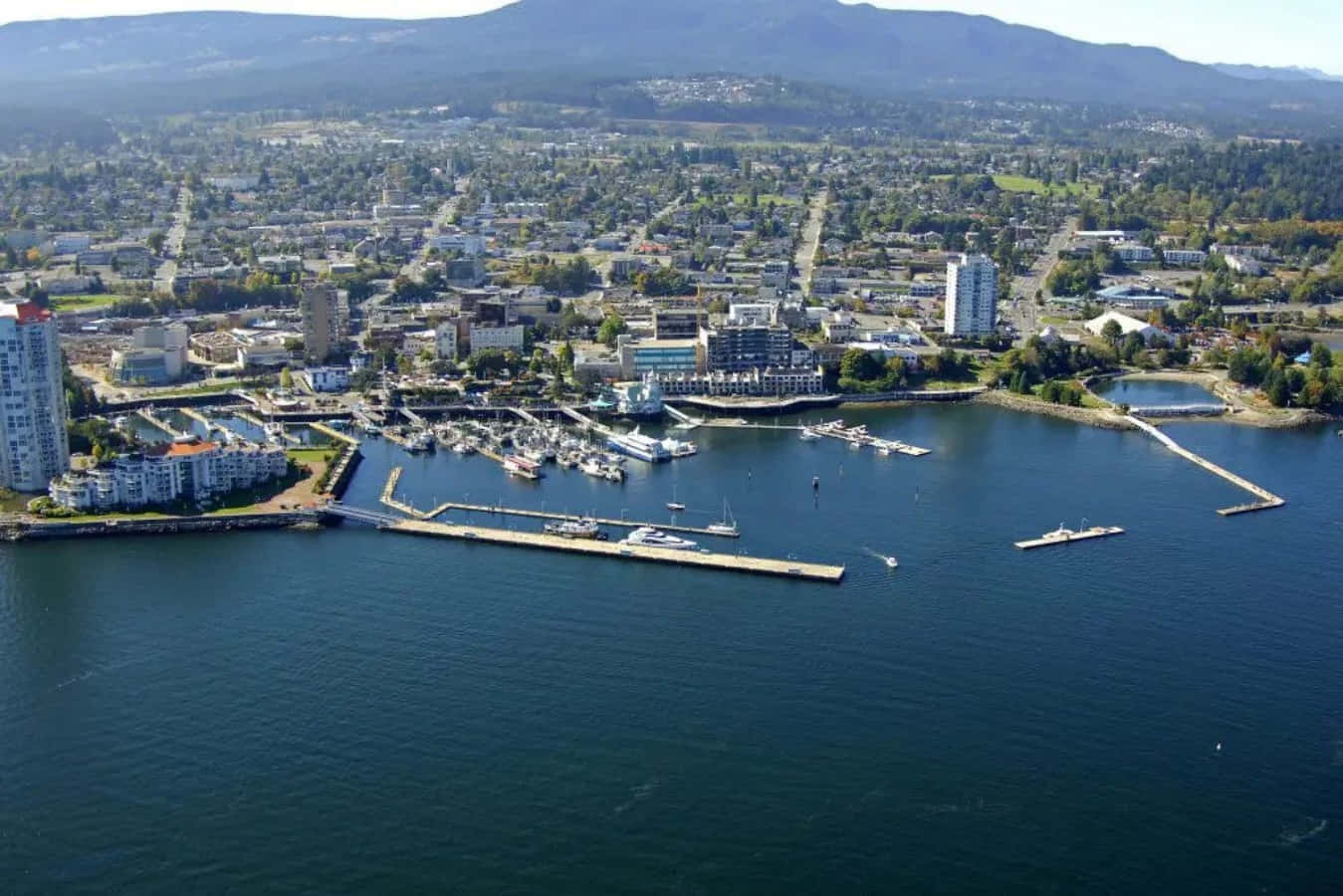 Luftbilde Av Nanaimo Havn British Columbia Bakgrunnsbildet