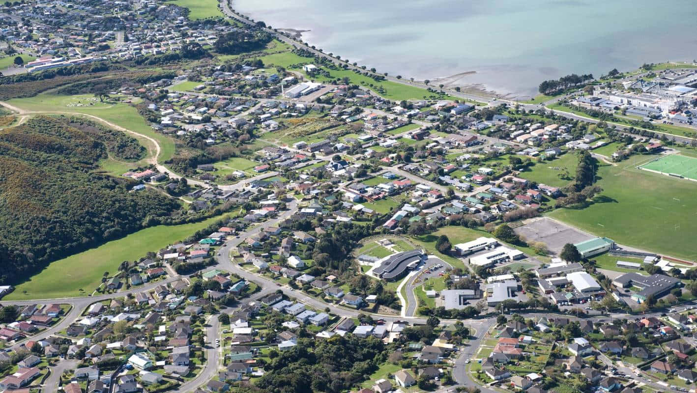 Download Aerial Viewof Porirua New Zealand Wallpaper | Wallpapers.com