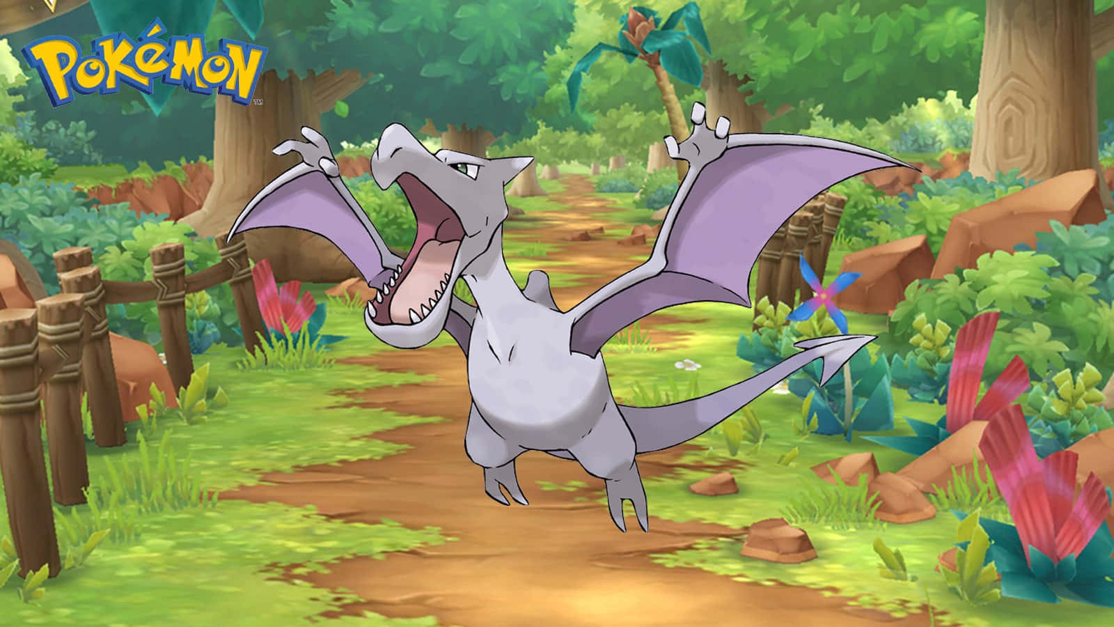 Aerodactyl And Forest Background Wallpaper