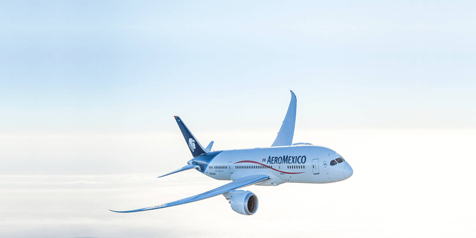 Aeromexicoflugzeug Fliegt In Einem Klaren Himmel Wallpaper