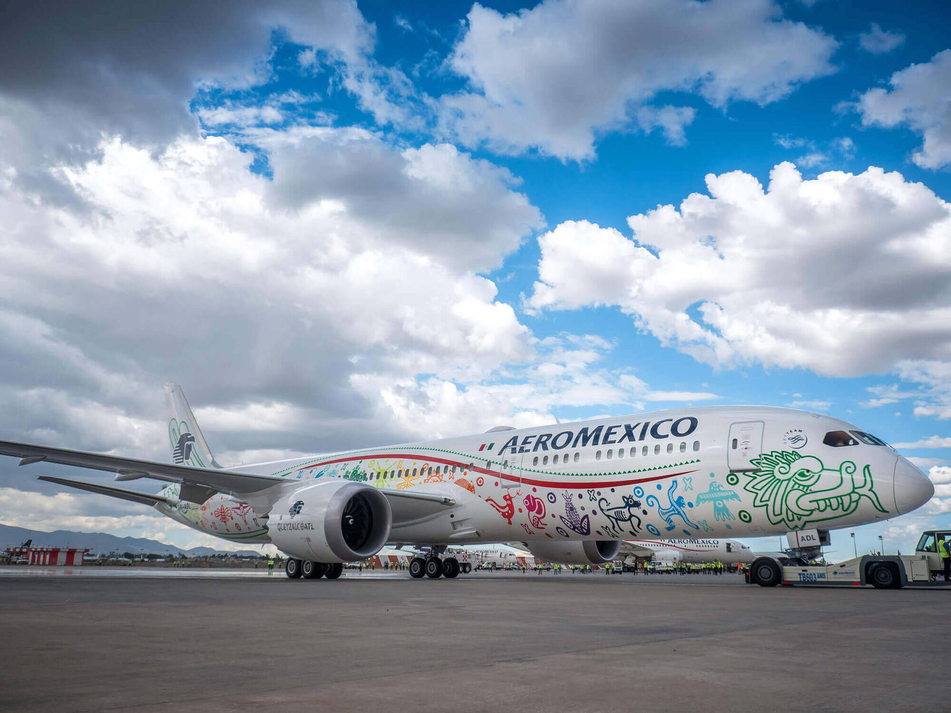 Aeromexicoboeing 787-9 Dreamliner Con Pintura Quetzalcóatl. Fondo de pantalla
