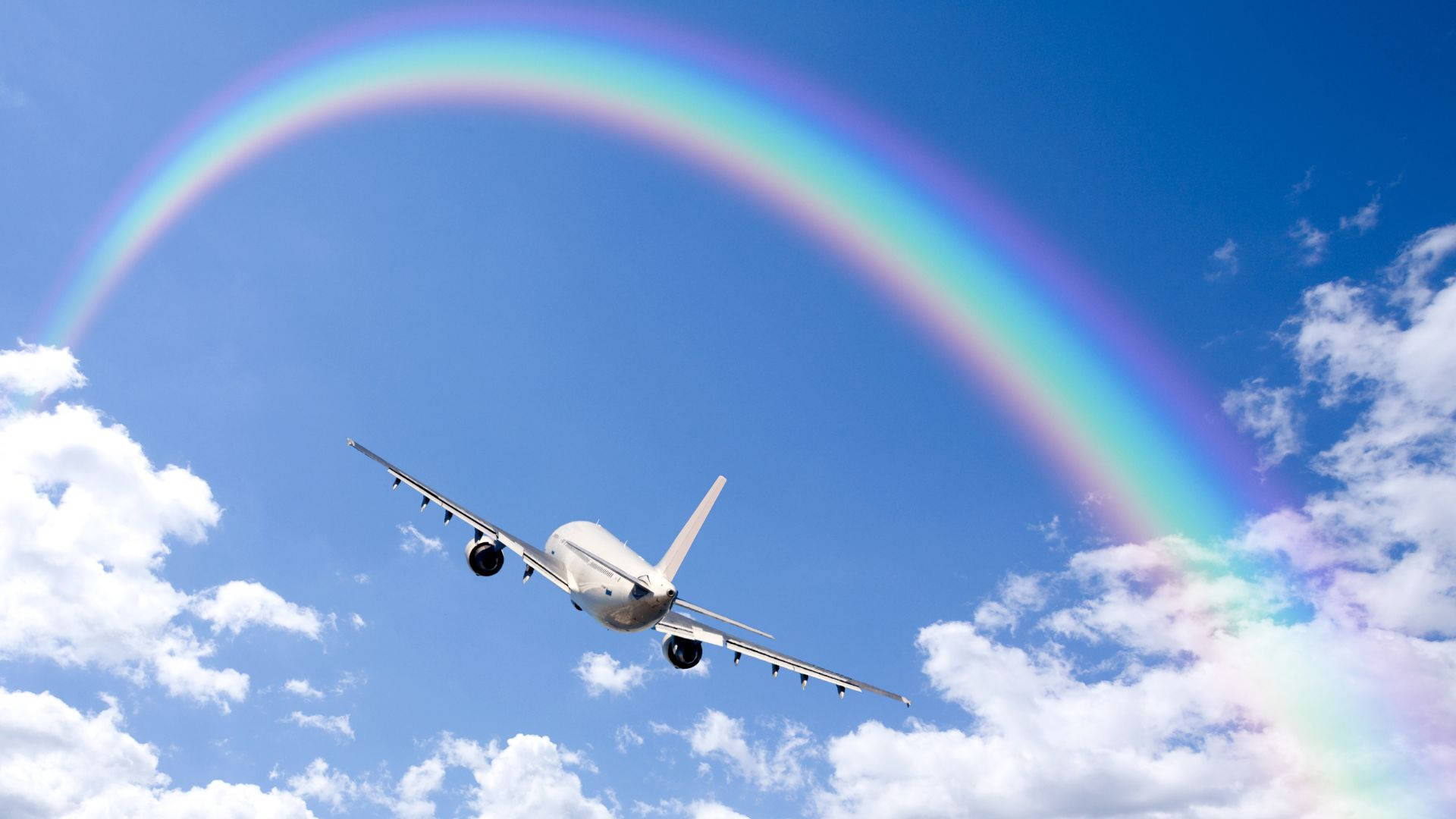 Aeroplane Rainbow Sky Wallpaper