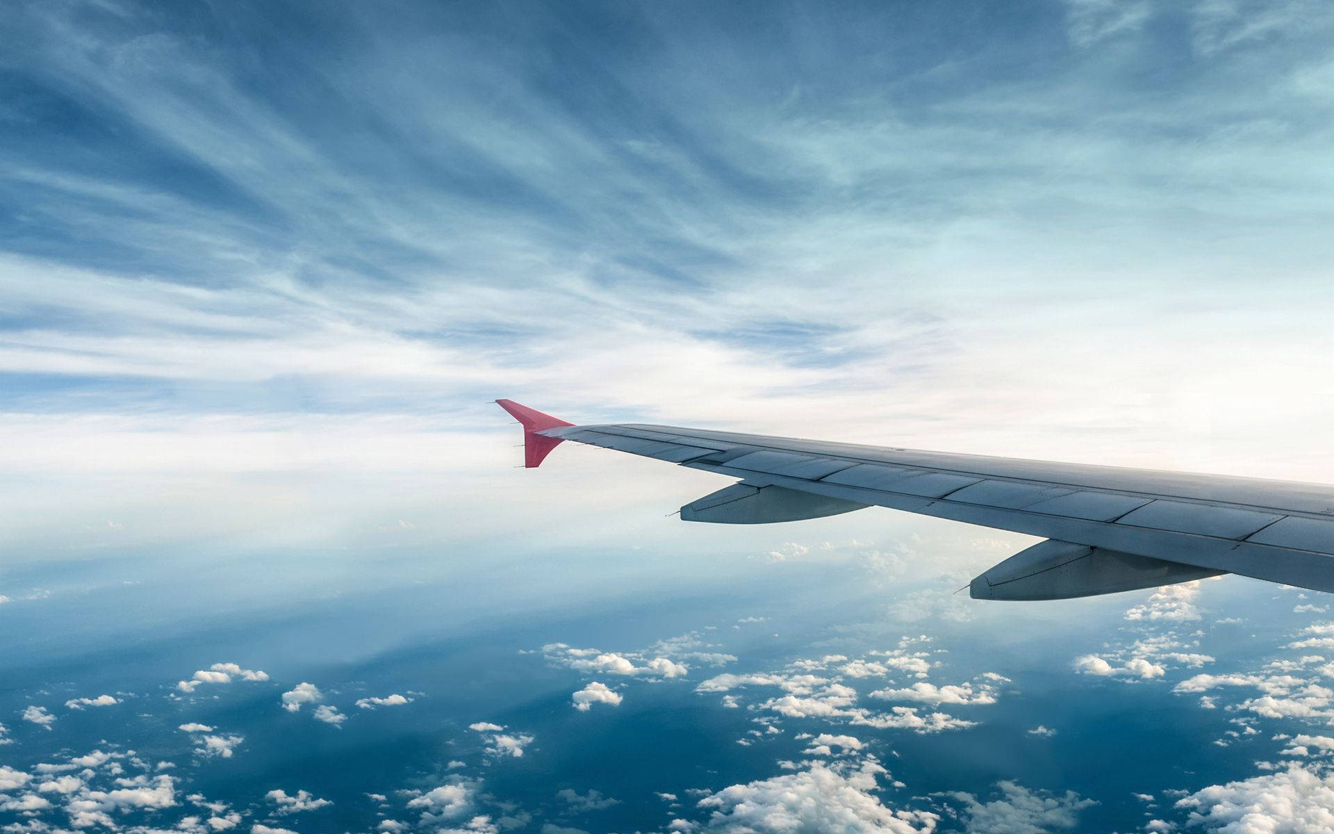 Aeroplane Wing Cloudy Sky Wallpaper