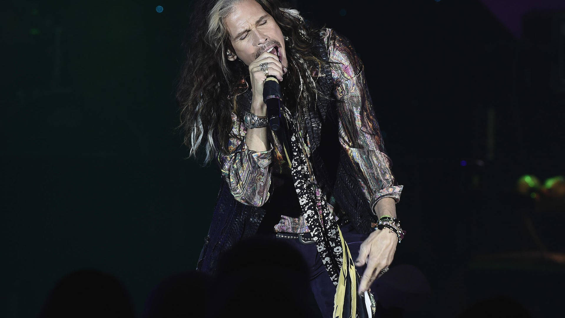 Steven Tyler, Aerosmith's Iconic Frontman, Performing Live in Concert Wallpaper