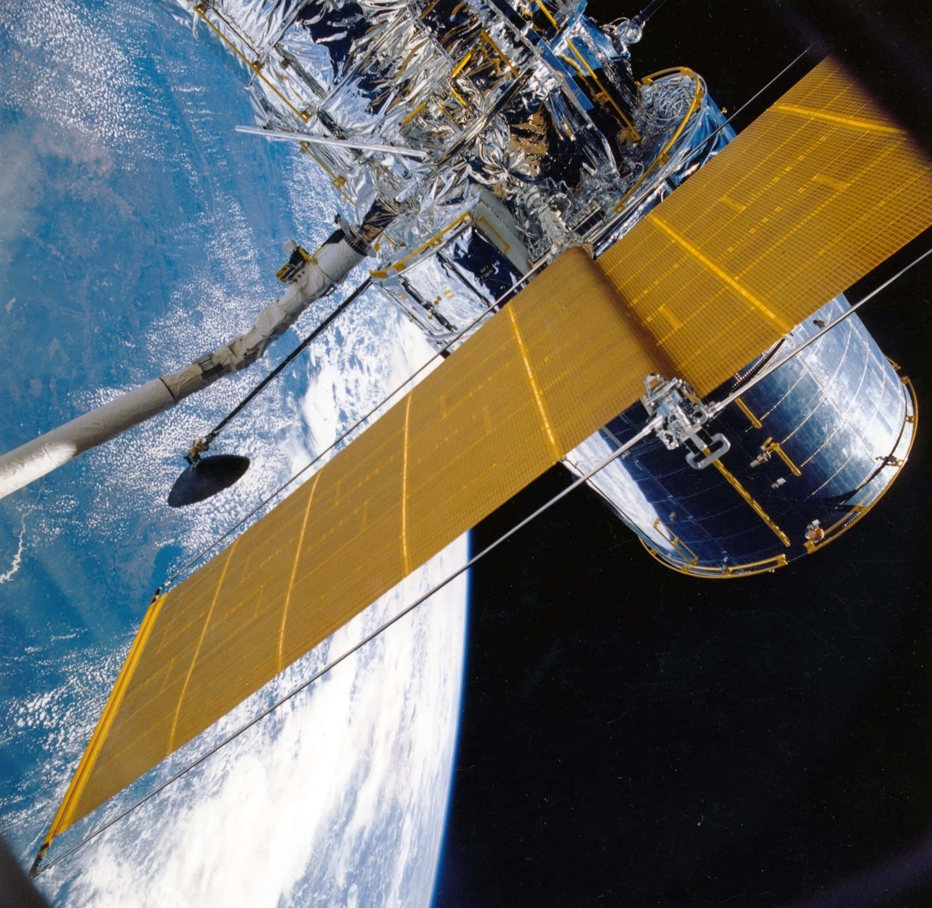 A Space Station With A Yellow Antenna