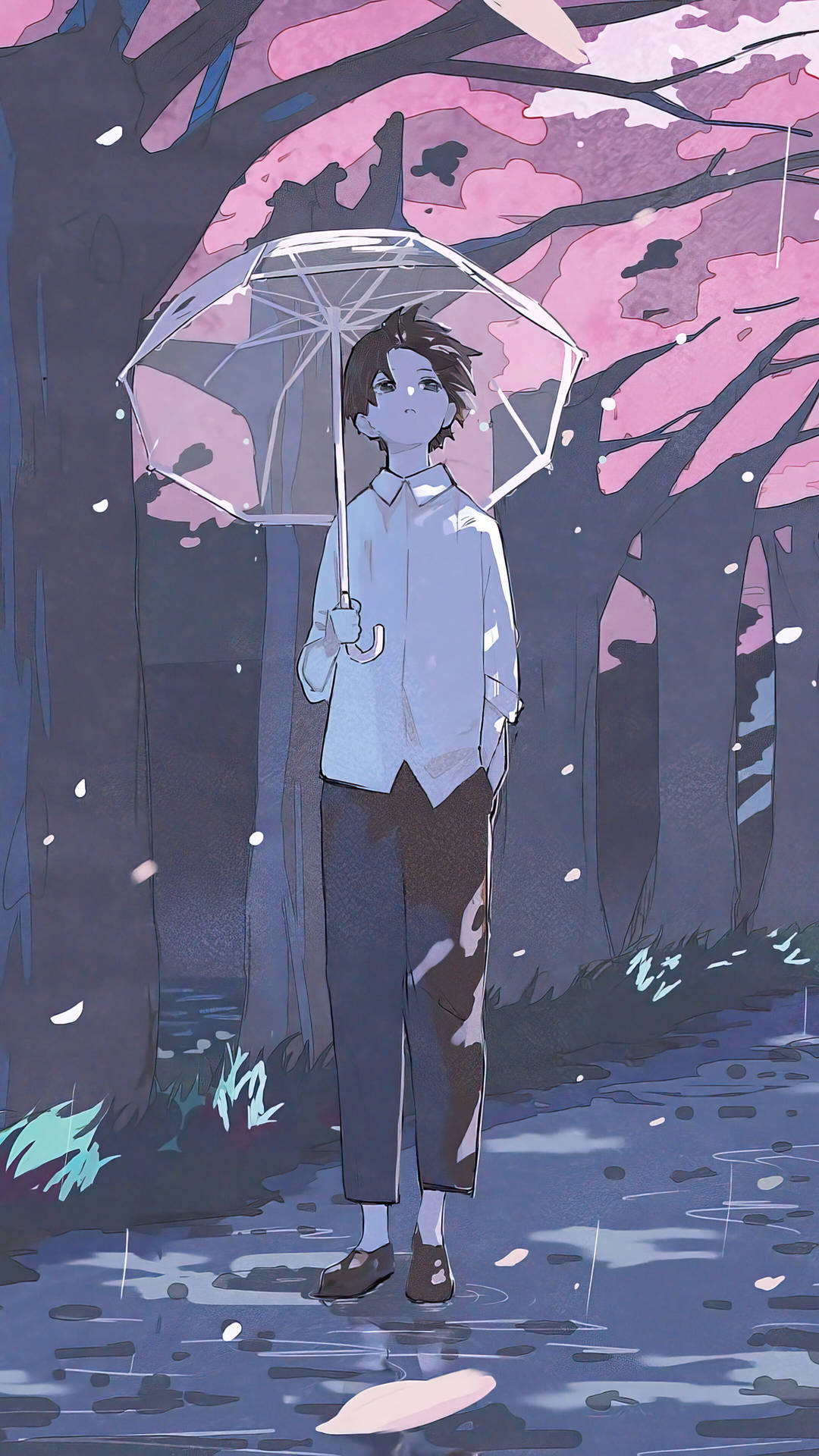 Æstetisk Anime Dreng Med Paraply Wallpaper