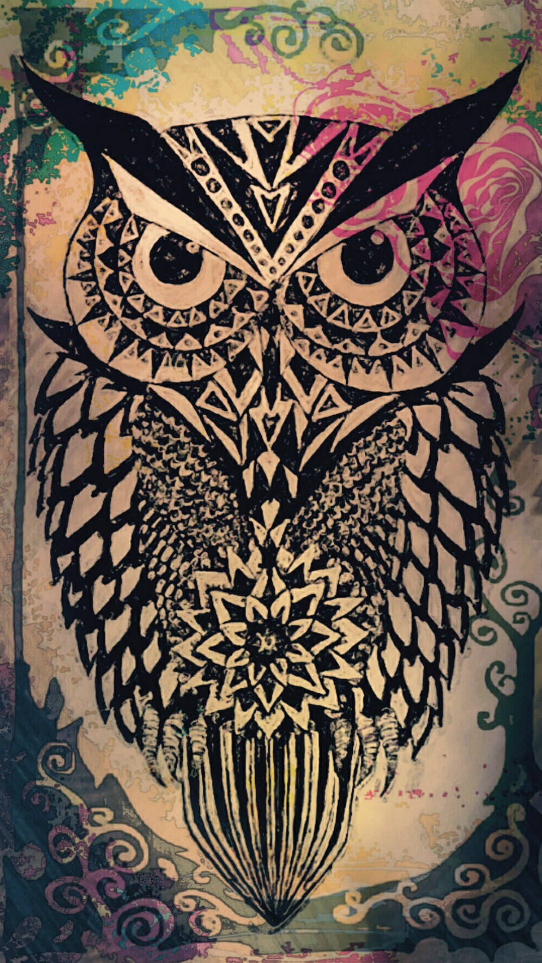 Æstetisk Boho Owl Wallpaper