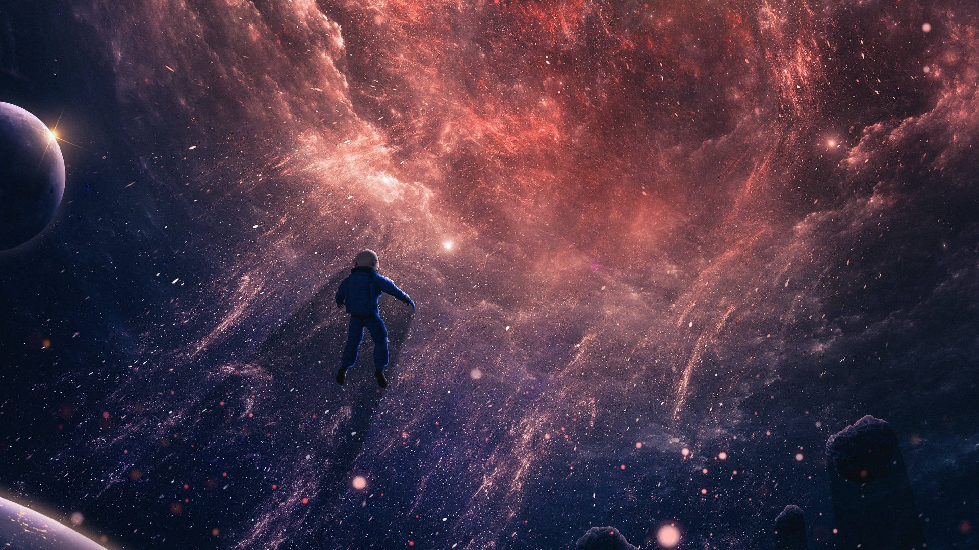 Æstetisk Galaxy Spaceman Wallpaper
