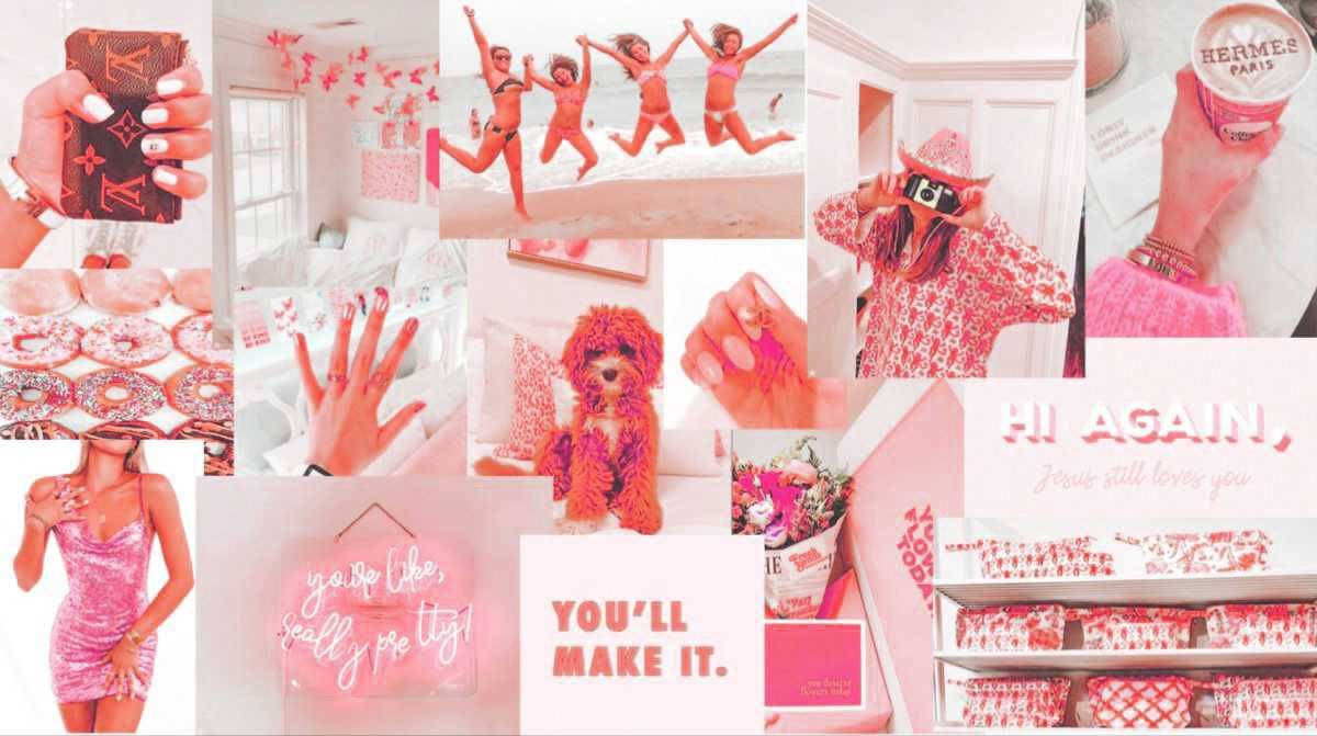 Æstetisk Preppy Pink Collage Wallpaper
