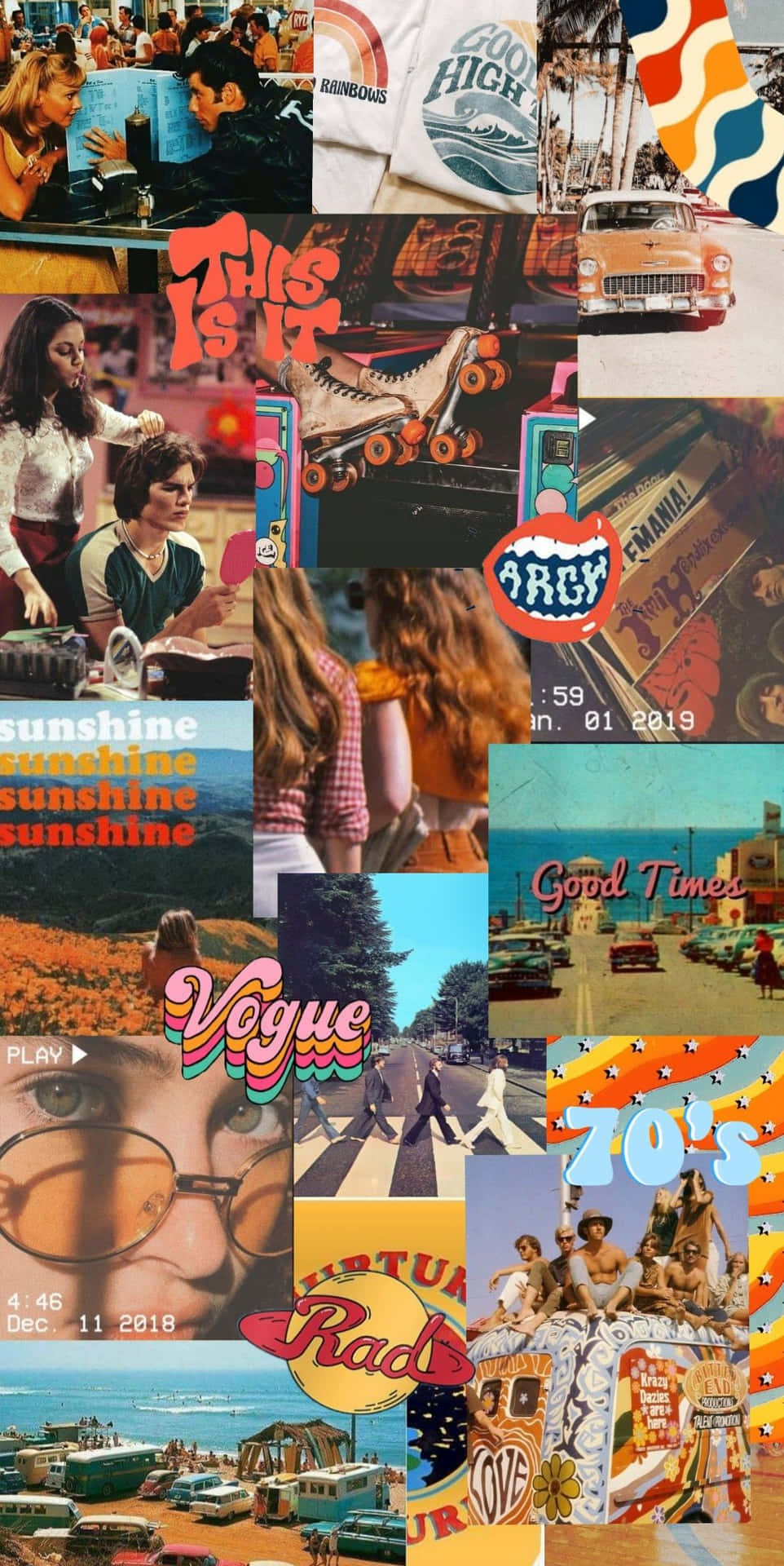 Collagedi Foto. Sfondo Estetico Anni '70 Per Desktop.