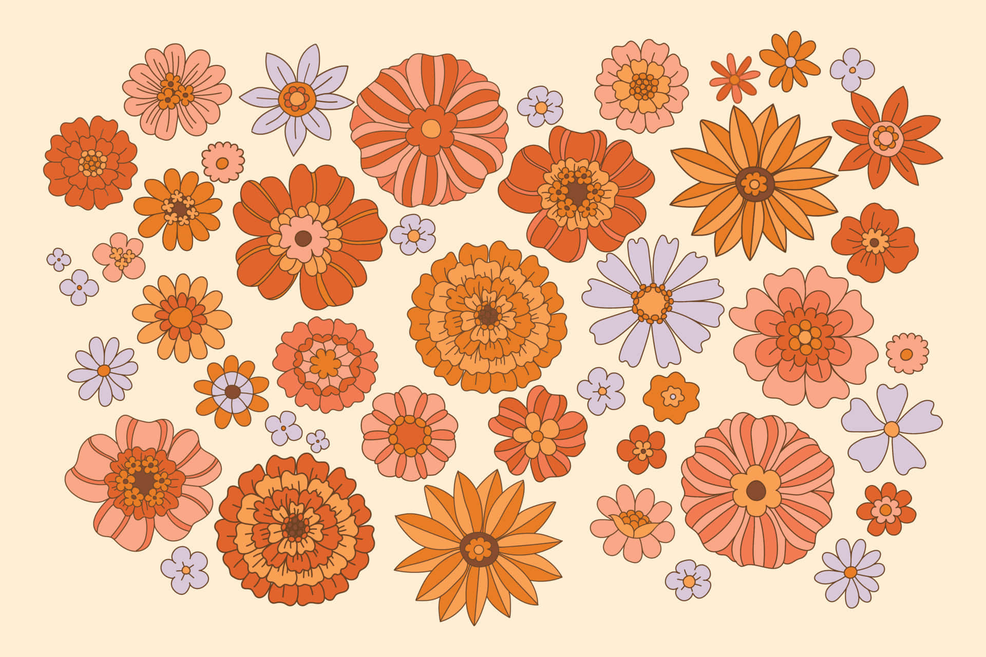 Blooming Sunflowers Aesthetic 70s Background For Desktop
