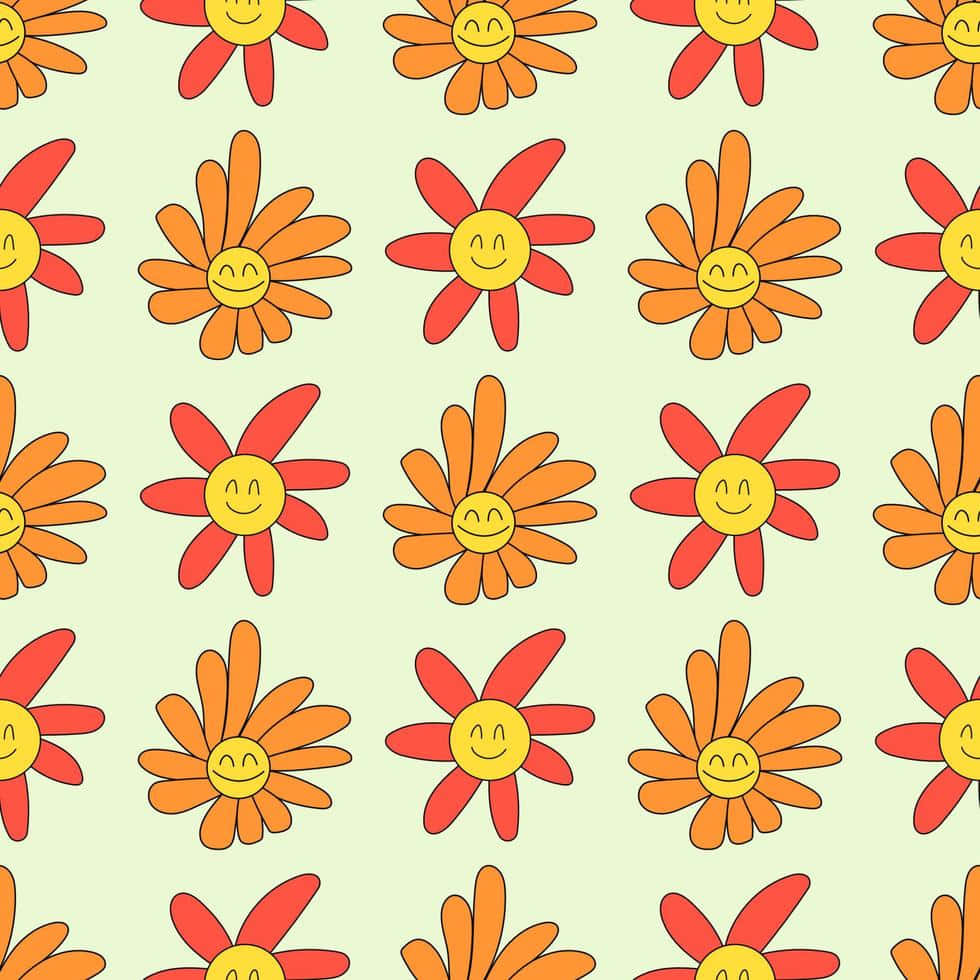 Beautiful Seamless Flower Aesthetic 70s Background For Desktop