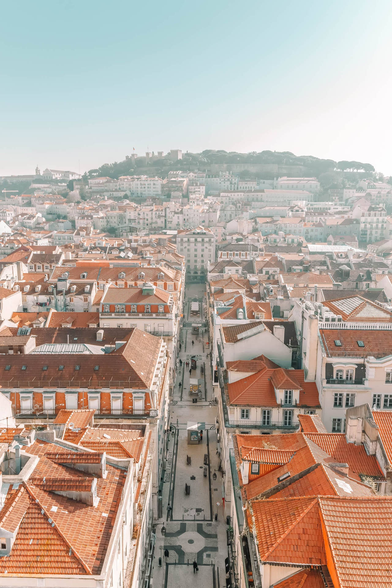 Aesthetic Aerial Shot Lisbon Wallpaper