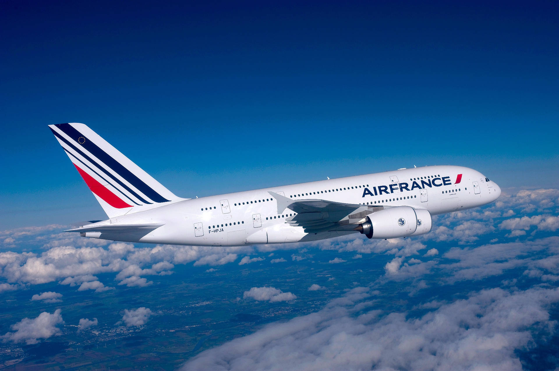 Aesthetic Air France Over The Clouds Wallpaper