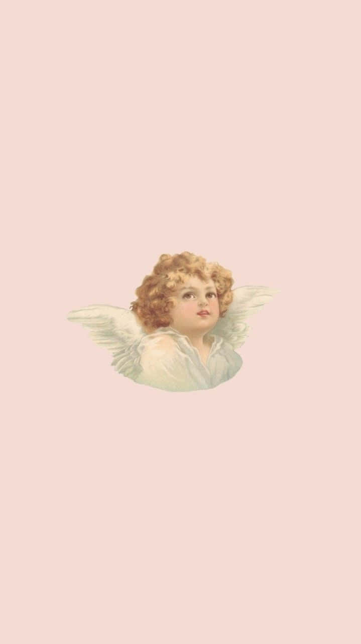 Aesthetic Angel On Pink Background Wallpaper