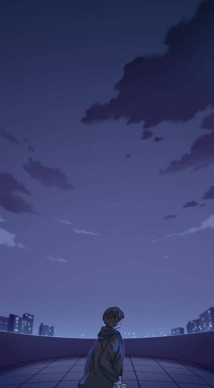 Aesthetic Anime Boy Dark Purple Sky
