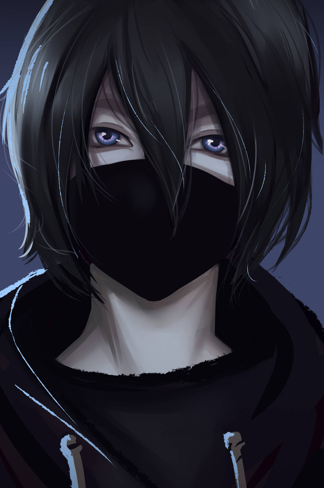 Aesthetic Anime Boy Icon Black Mask Wallpaper