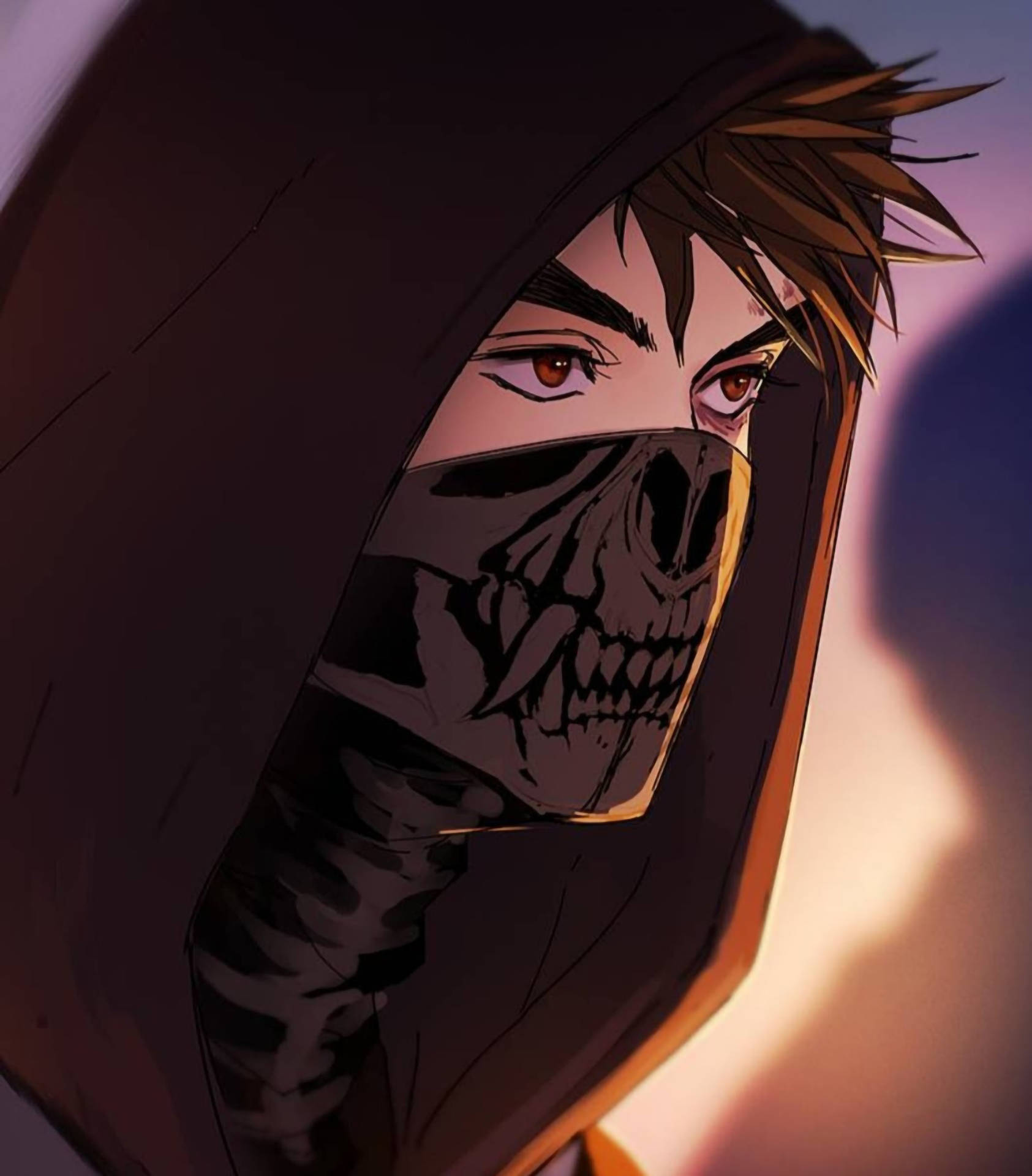 Aesthetic Anime Boy Icon Skeleton Mask Wallpaper