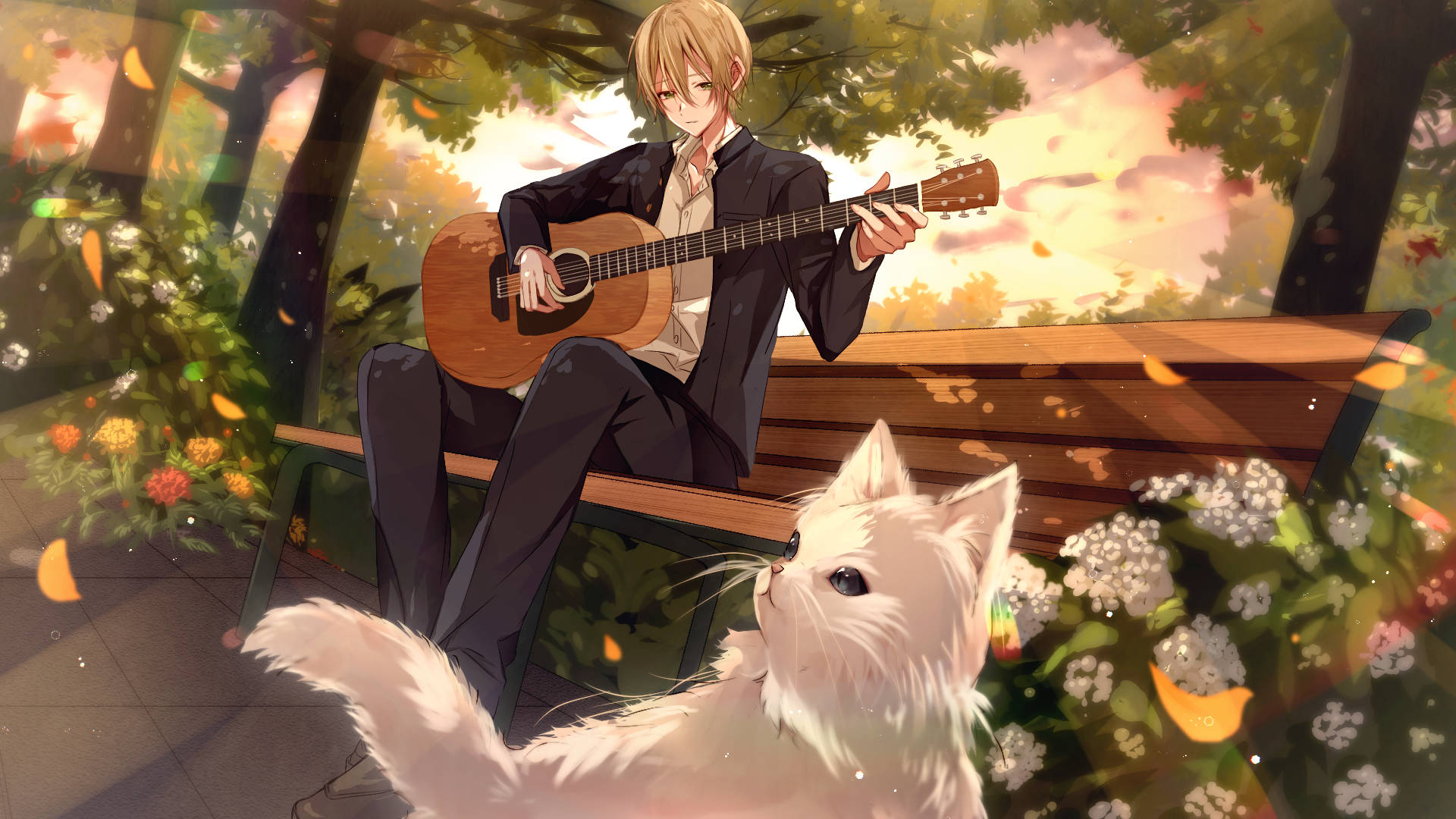 Aesthetic Anime Boy Playing Guitar