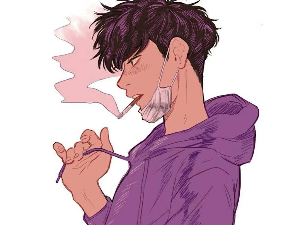 Aesthetic Anime Boy Purple Jacket