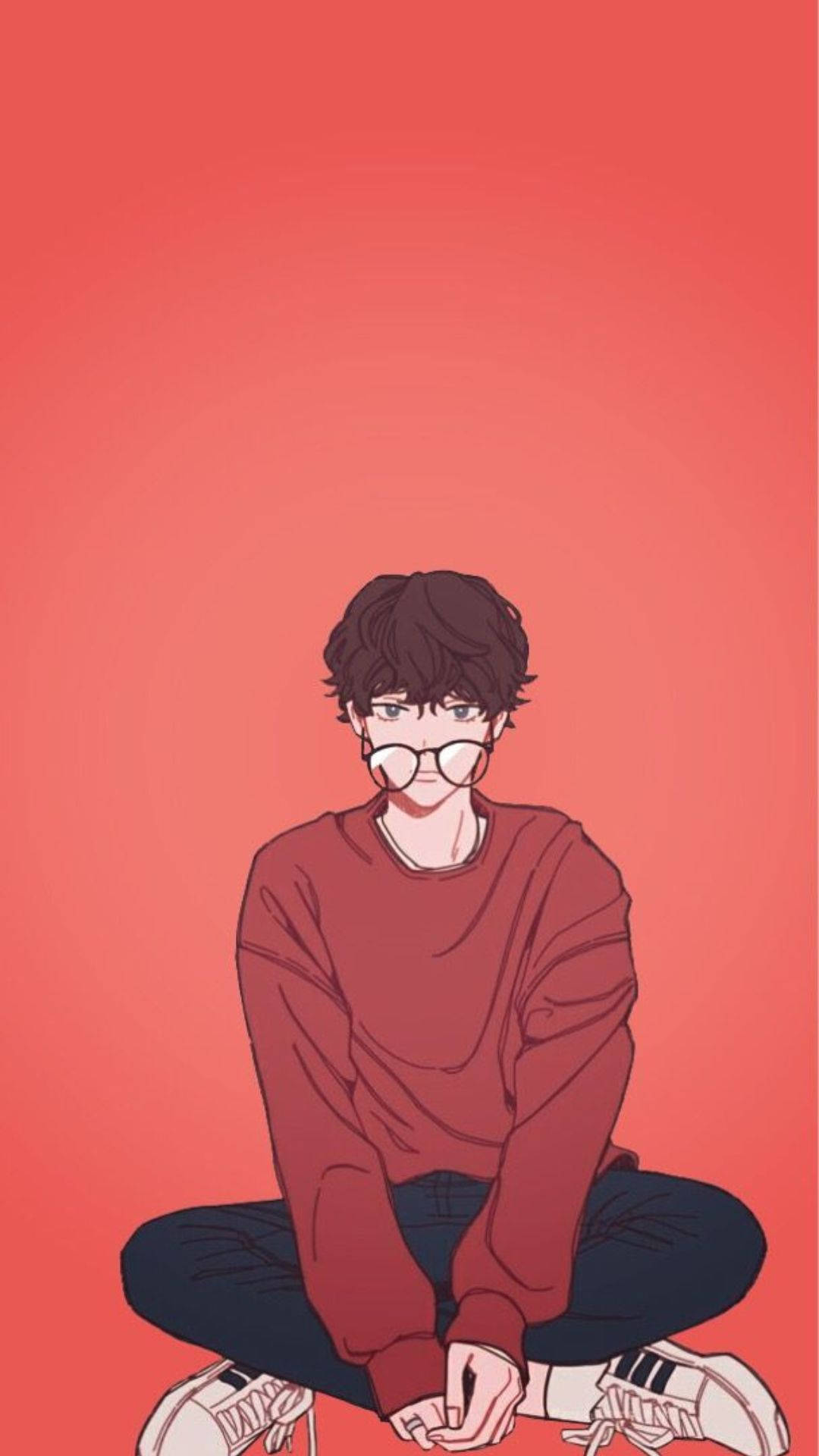 Download Aesthetic Anime Boy Red Orange Background Wallpaper | Wallpapers .com