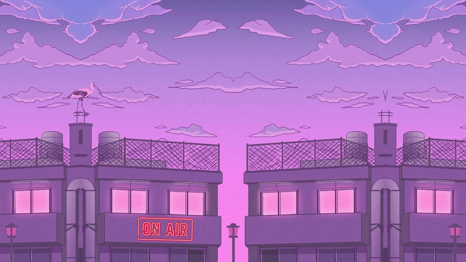 A captivating Aesthetic Anime City background at dusk