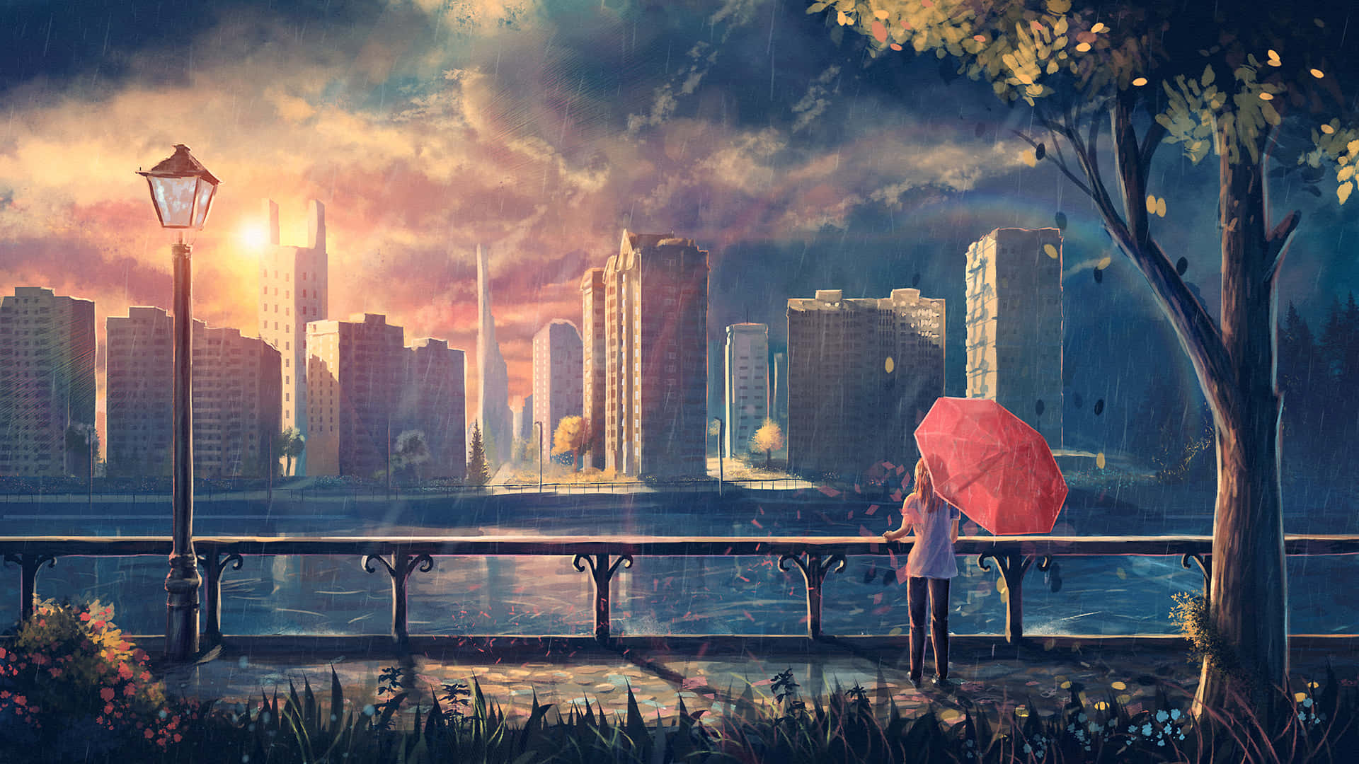 Magical Anime Cityscape at Twilight