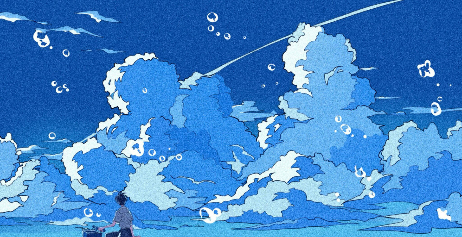 Aesthetic Anime Desktop Bubbles In Clouds Wallpaper