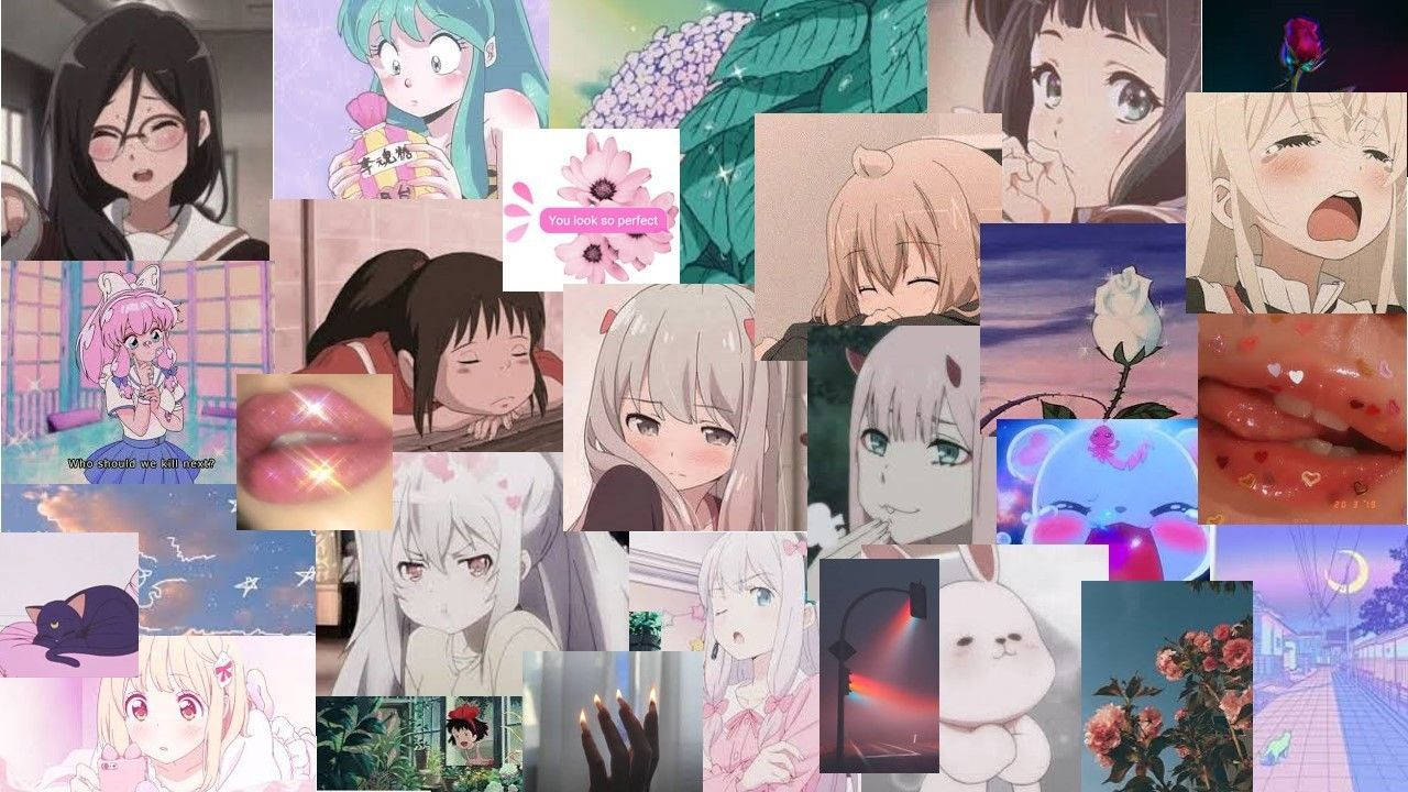 Aesthetic Anime Desktop Girls Collage Wallpaper