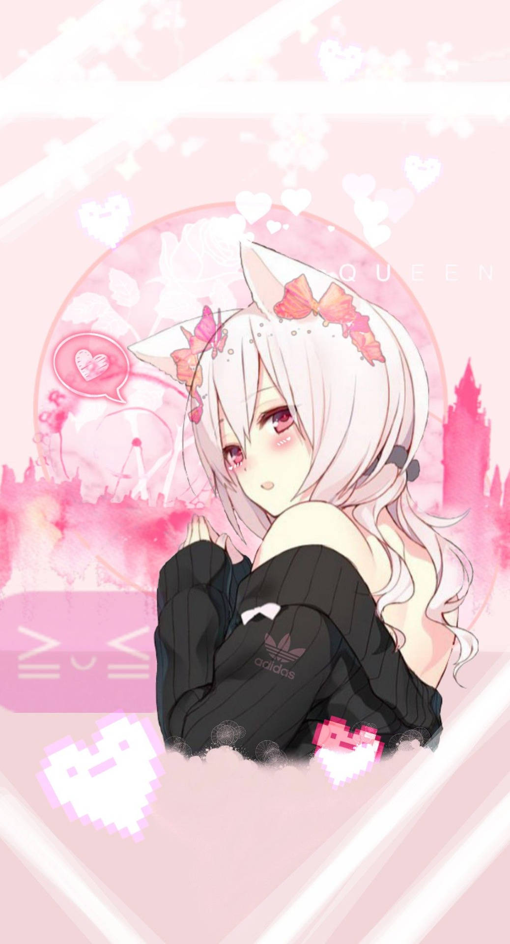 Aesthetic Anime Girl On Dreamy Pink PFP Wallpaper