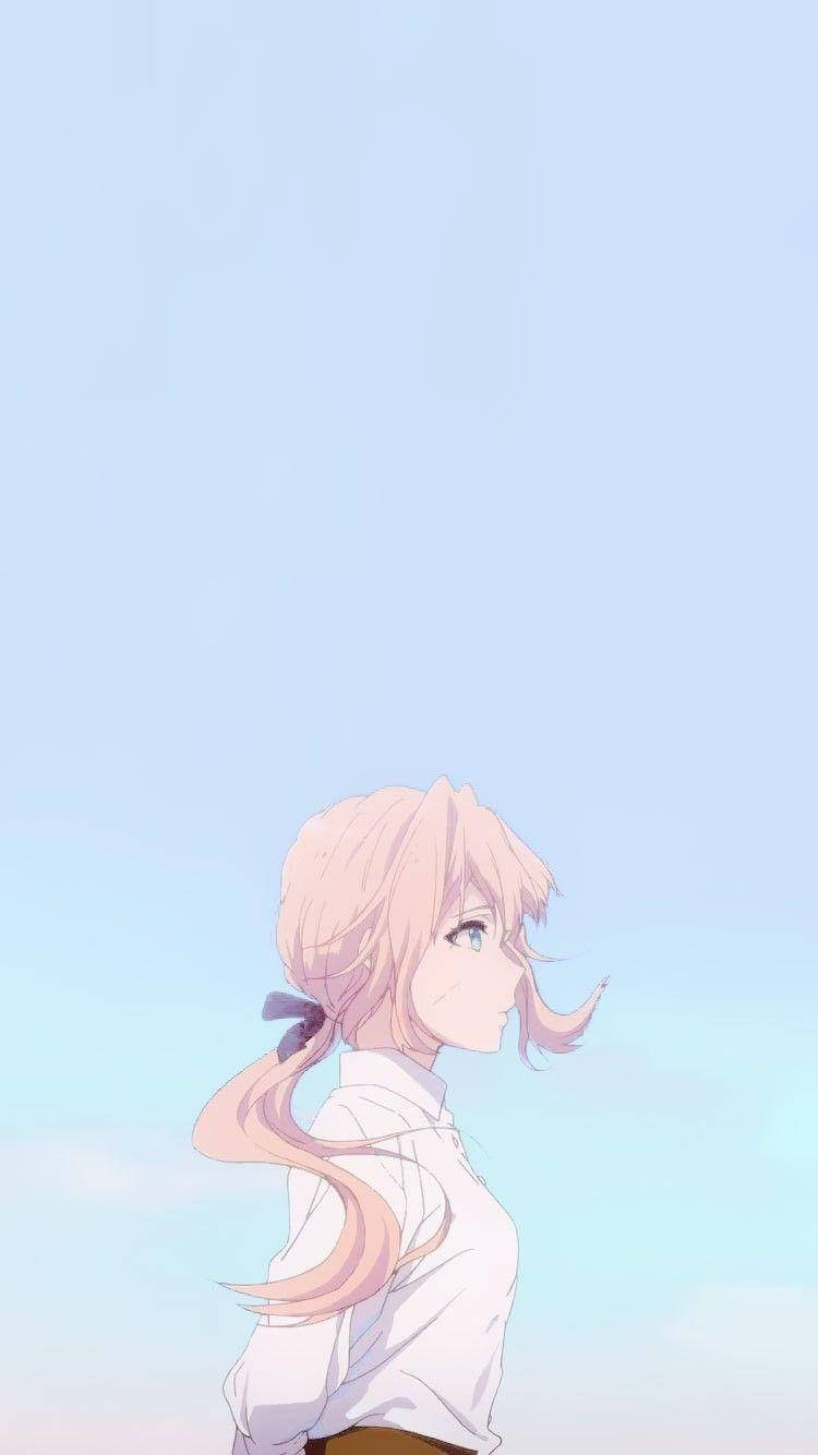 Aesthetic Anime Girl Pastel Sky Wallpaper