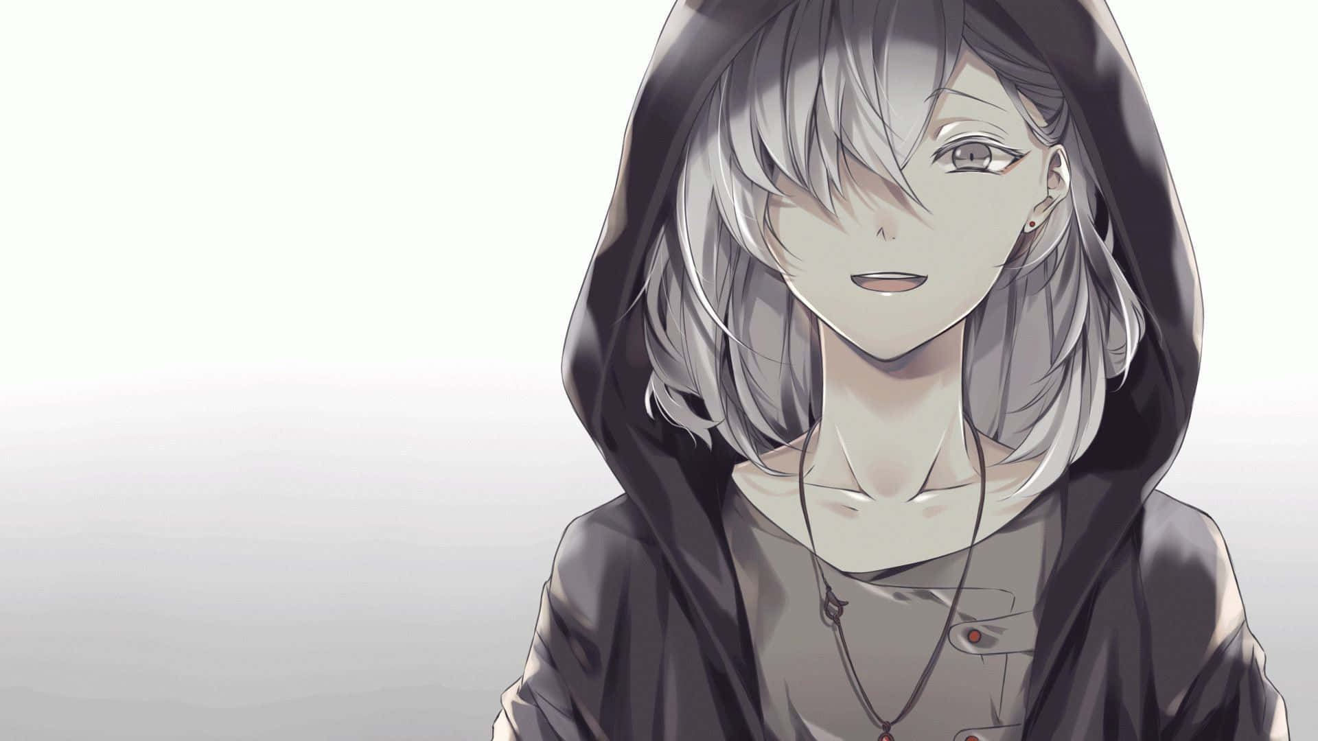 A Girl In A Black Hoodie With Grey Hair