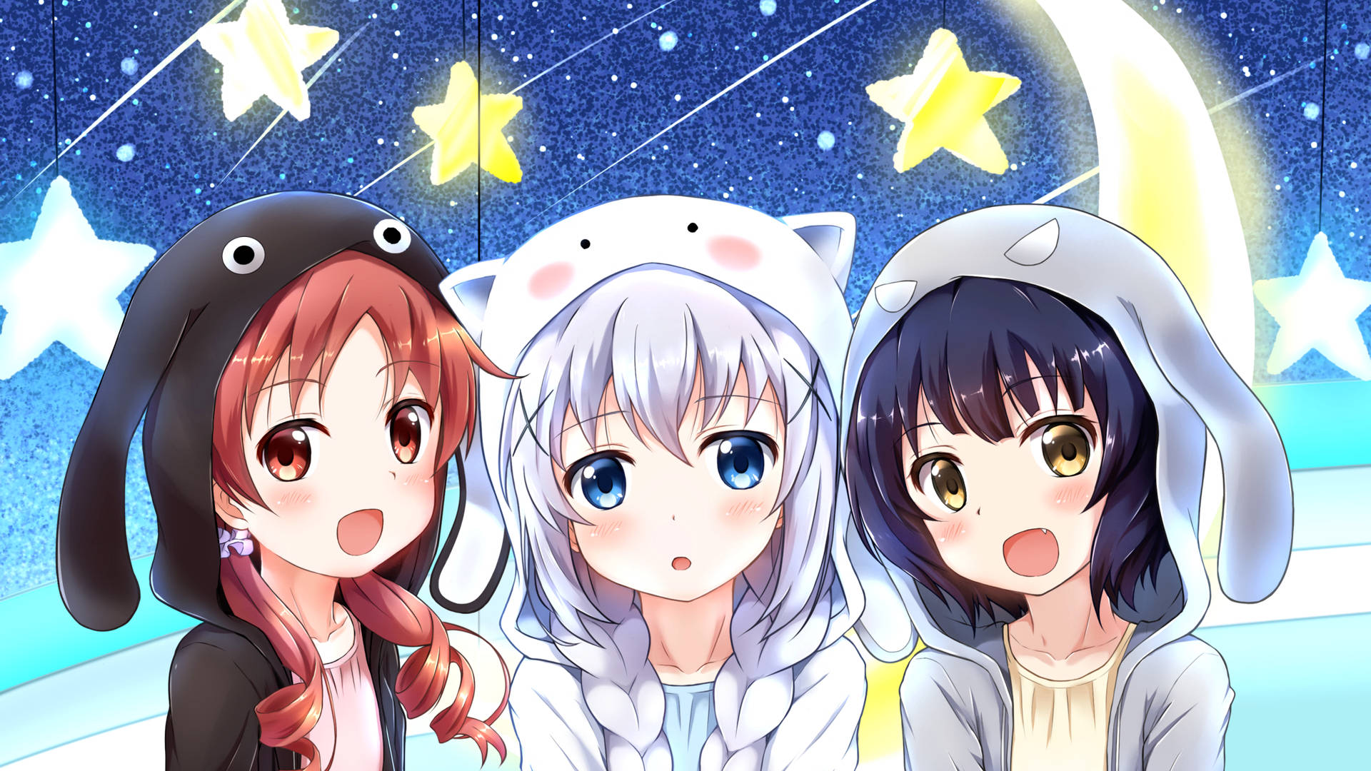 Aesthetic Anime Pfp Of Three Girls Background