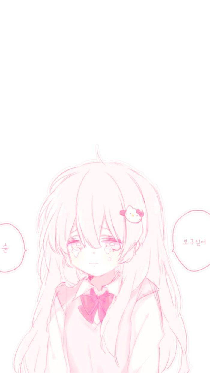 Aesthetic Anime Sad Girl Drawing Wallpaper